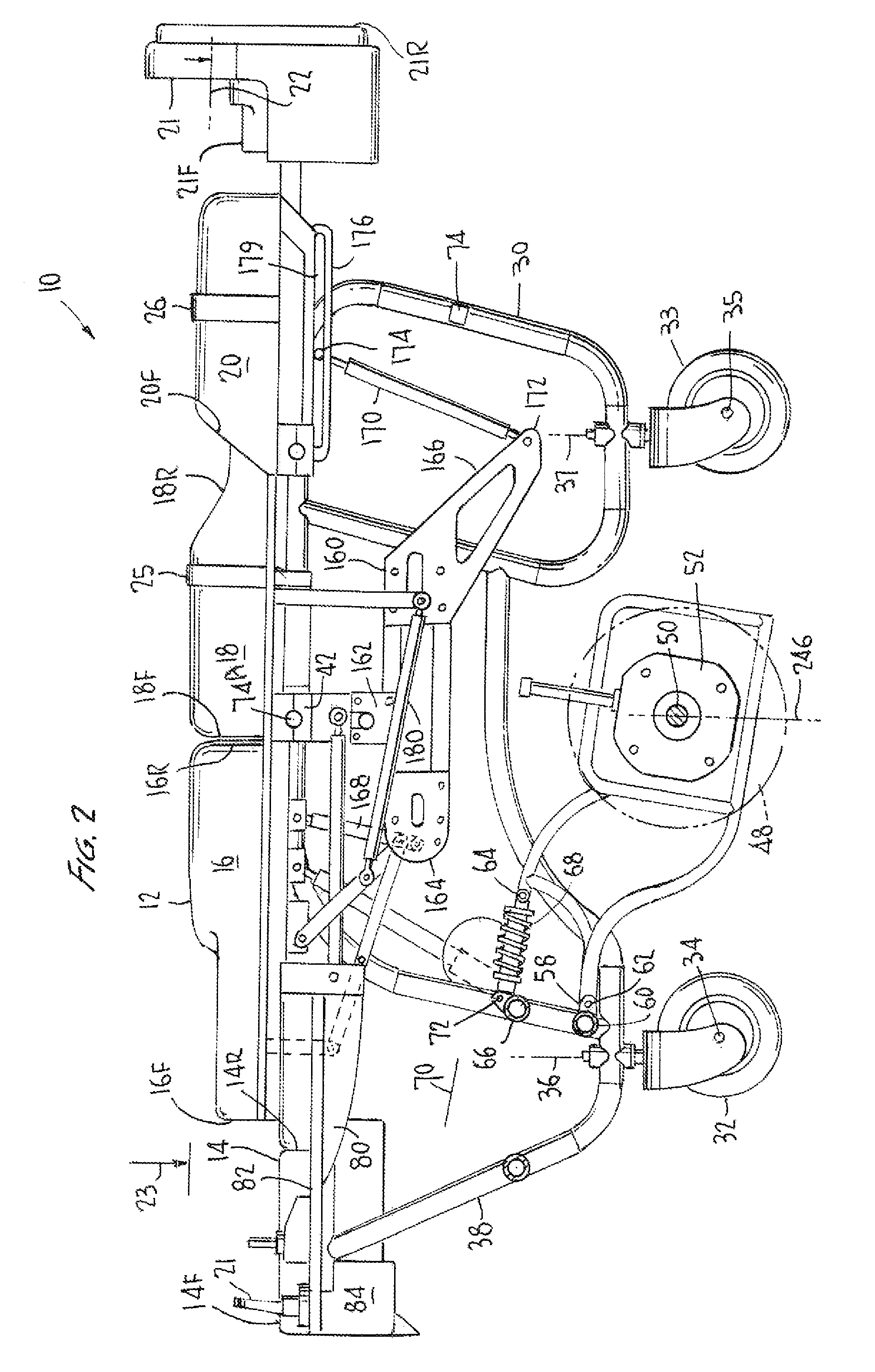 Folding frame motorized prone cart