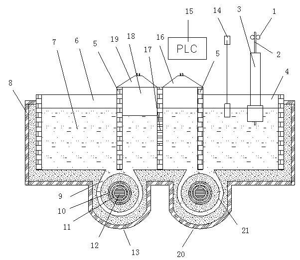 Double-molten channel three-body alloy smelting furnace with boosted stirring of liquid level