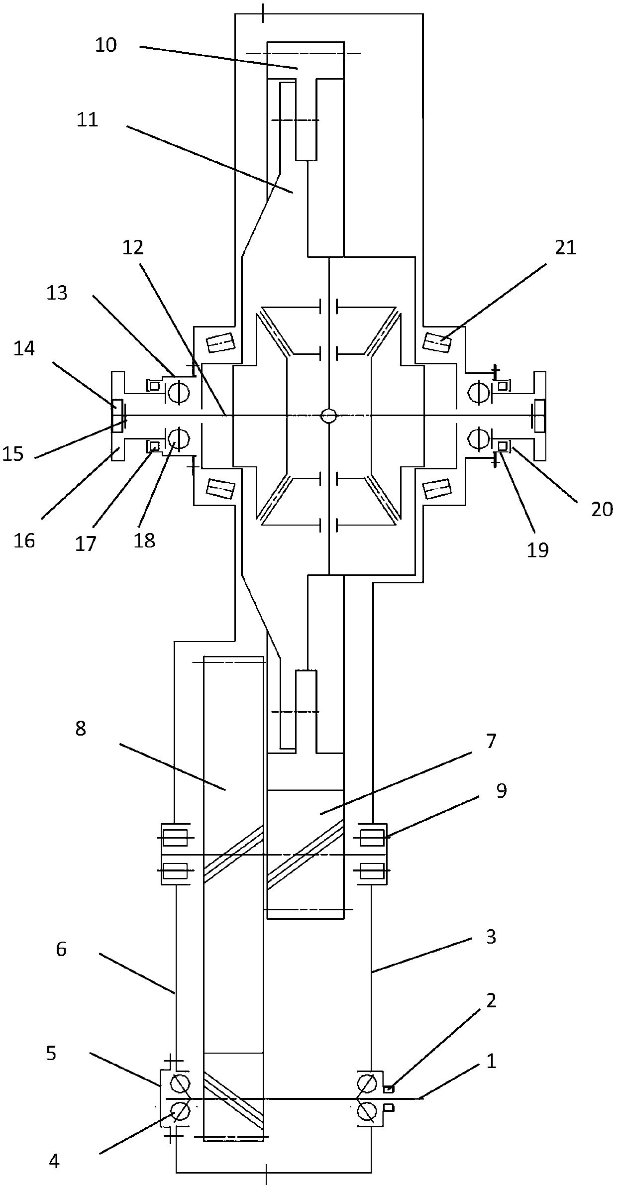 Full electric vehicle central reducer unit with motor side drive