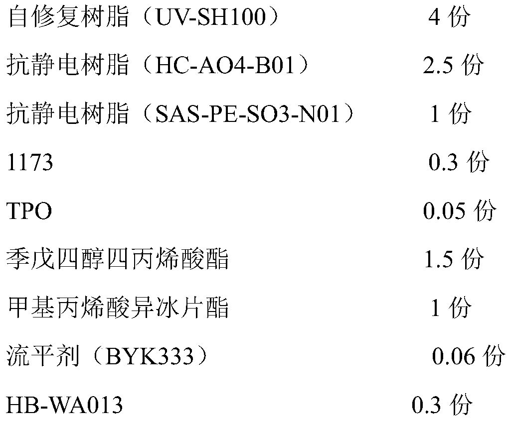 UV-cured self-repairing antistatic coating