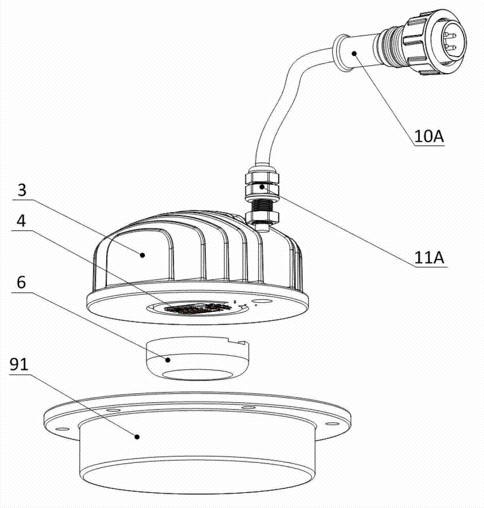 General LED (light-emitting diode) bulb composition method and liquid fluorescent flange fixing type LED bulb