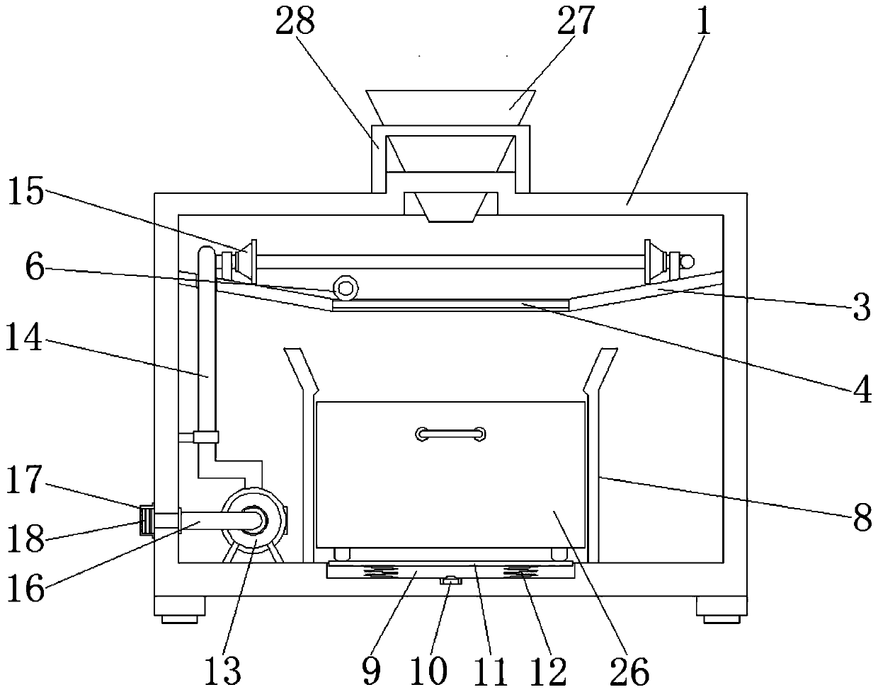 Screening and drying device for feed production