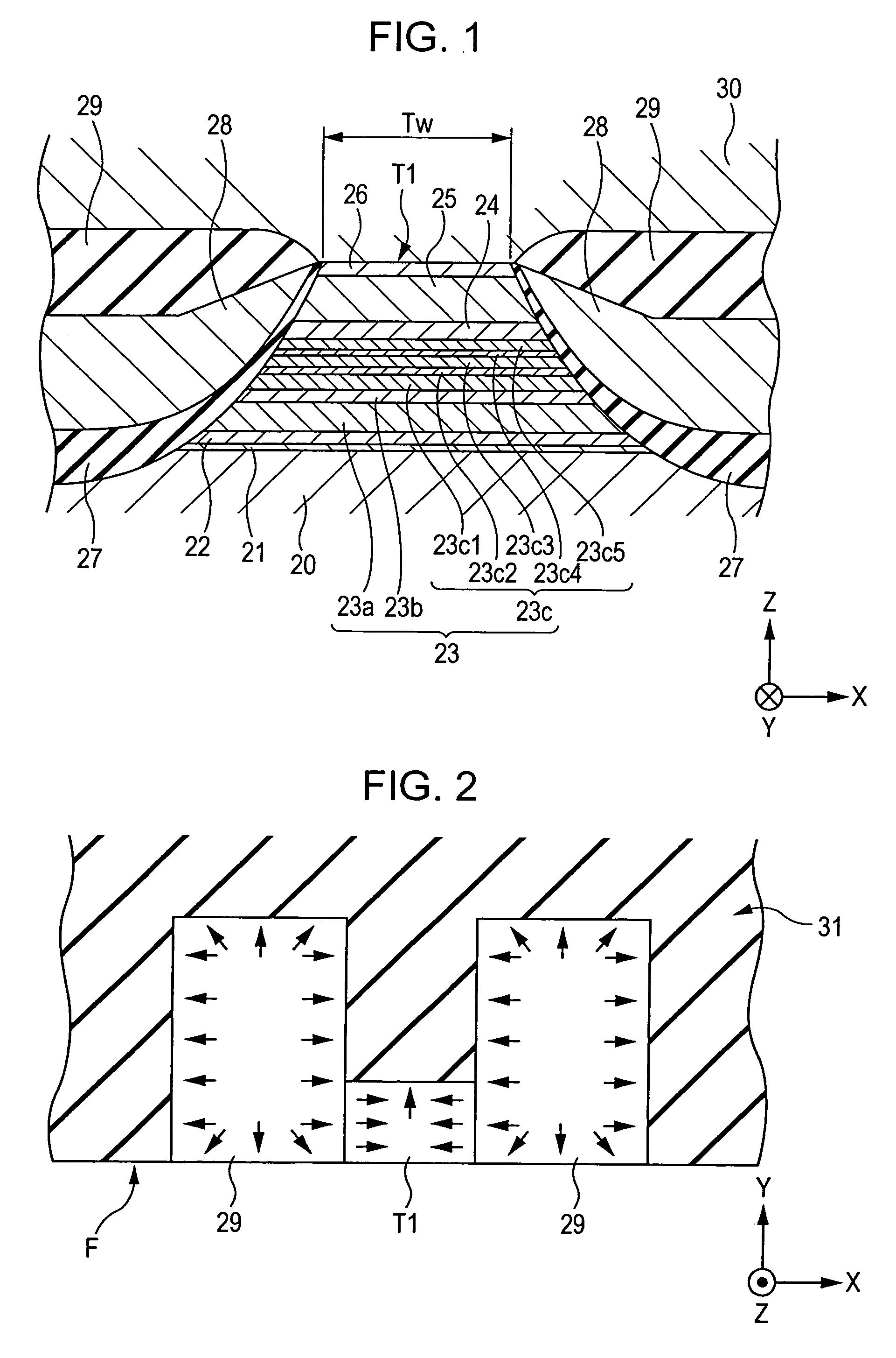 Magnetic sensing device with multilayered pinned magnetic layer having magnetostriction-enhancing layer