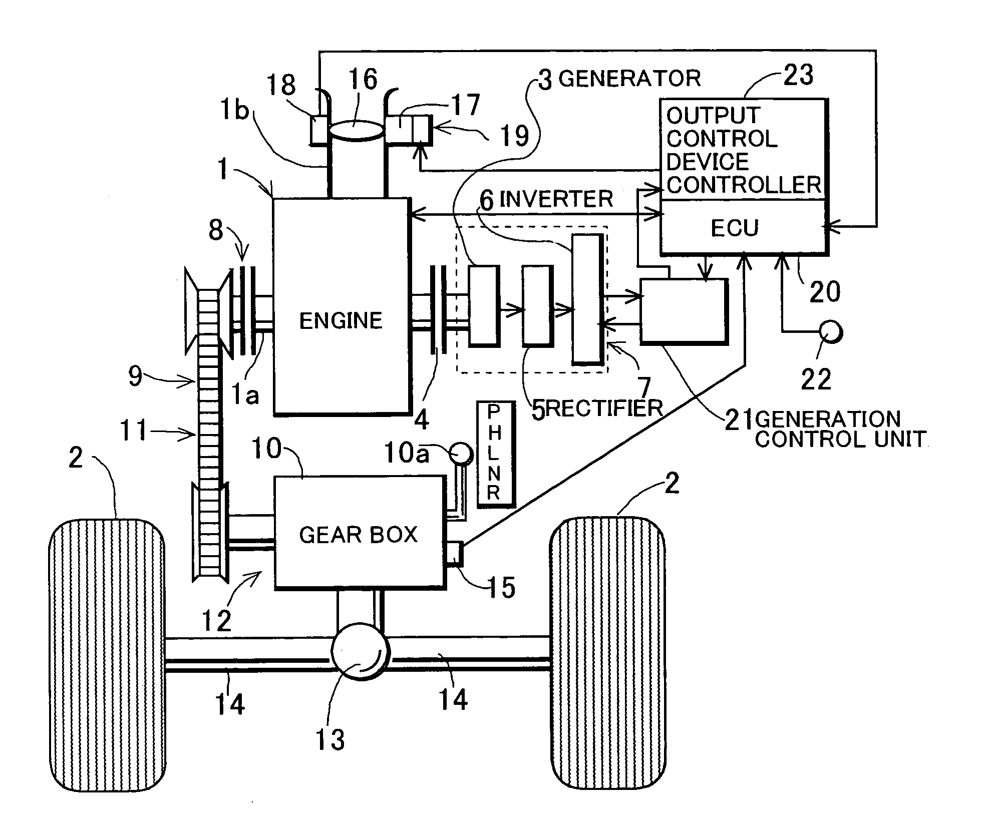 Control device for engine driven vehicle incorporating generator