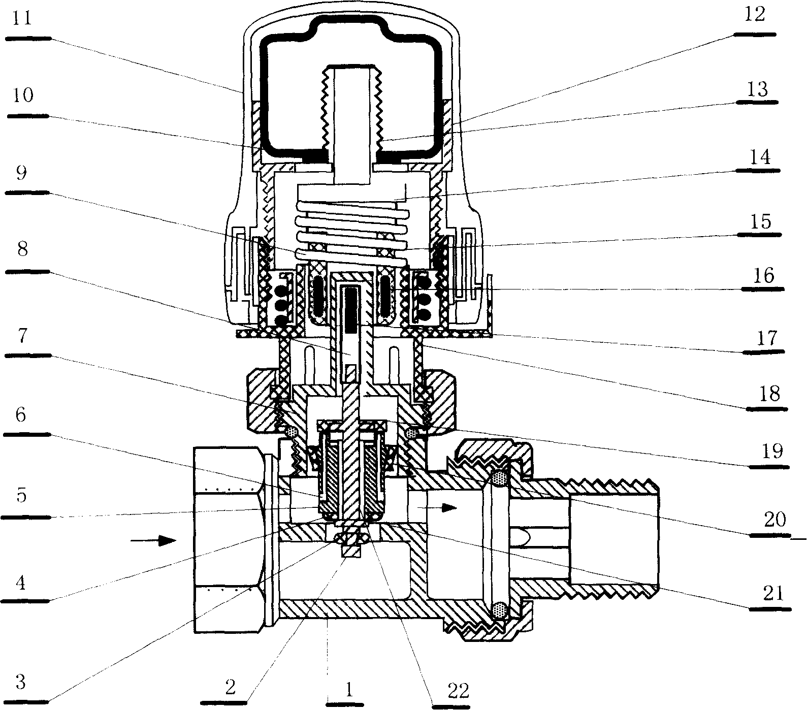 Self-supporting temperature-sensing valve