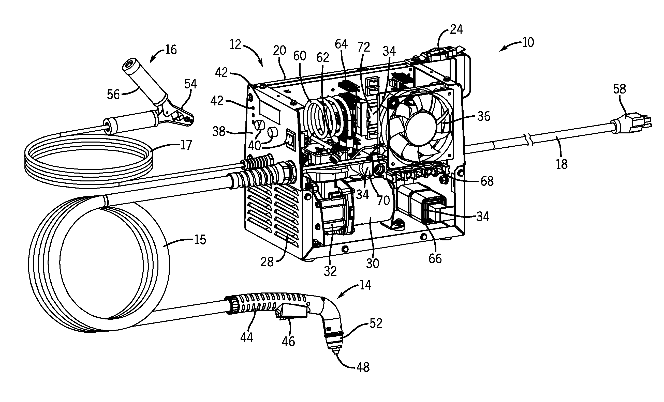 Plasma cutter having high power density