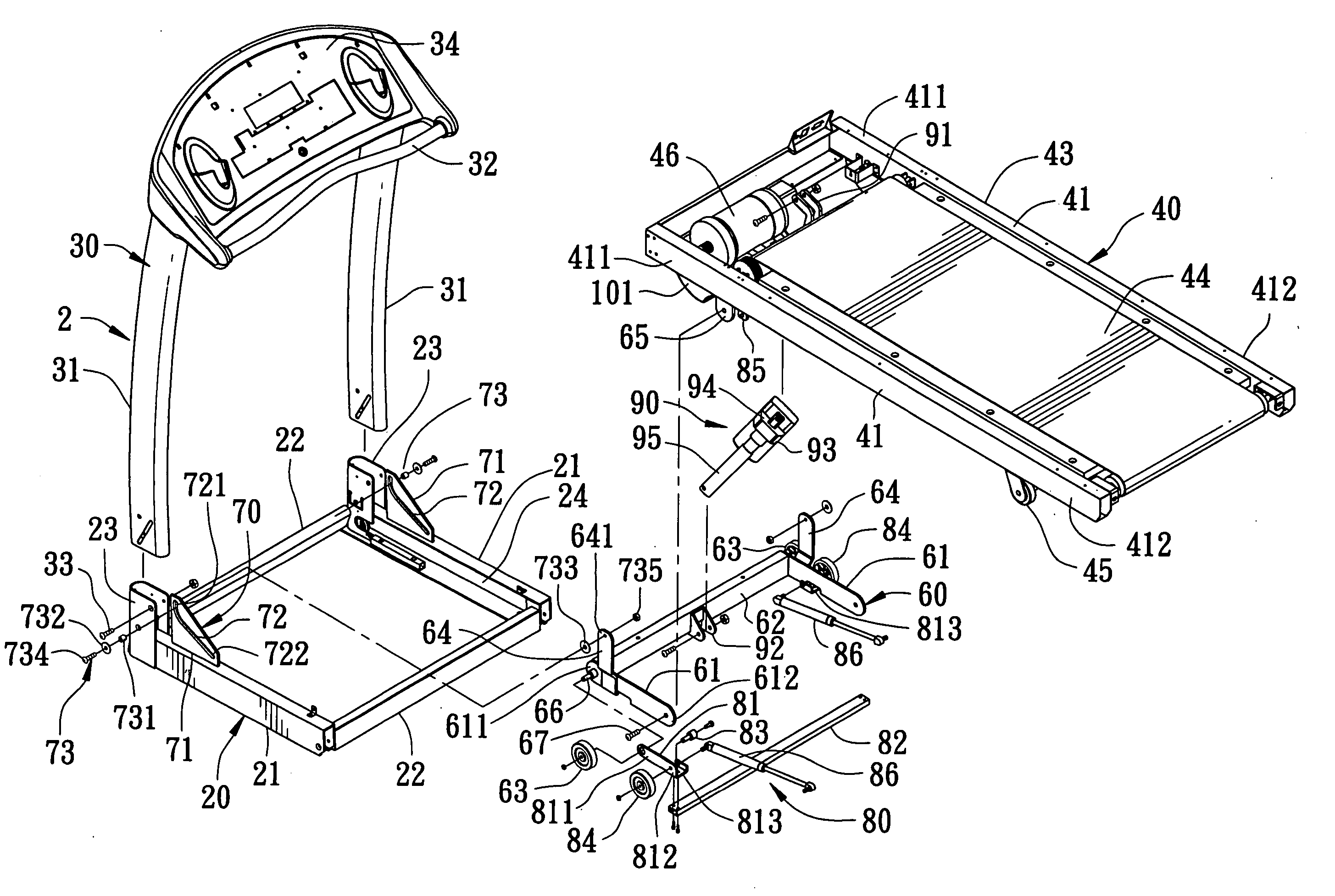 Folding treadmill