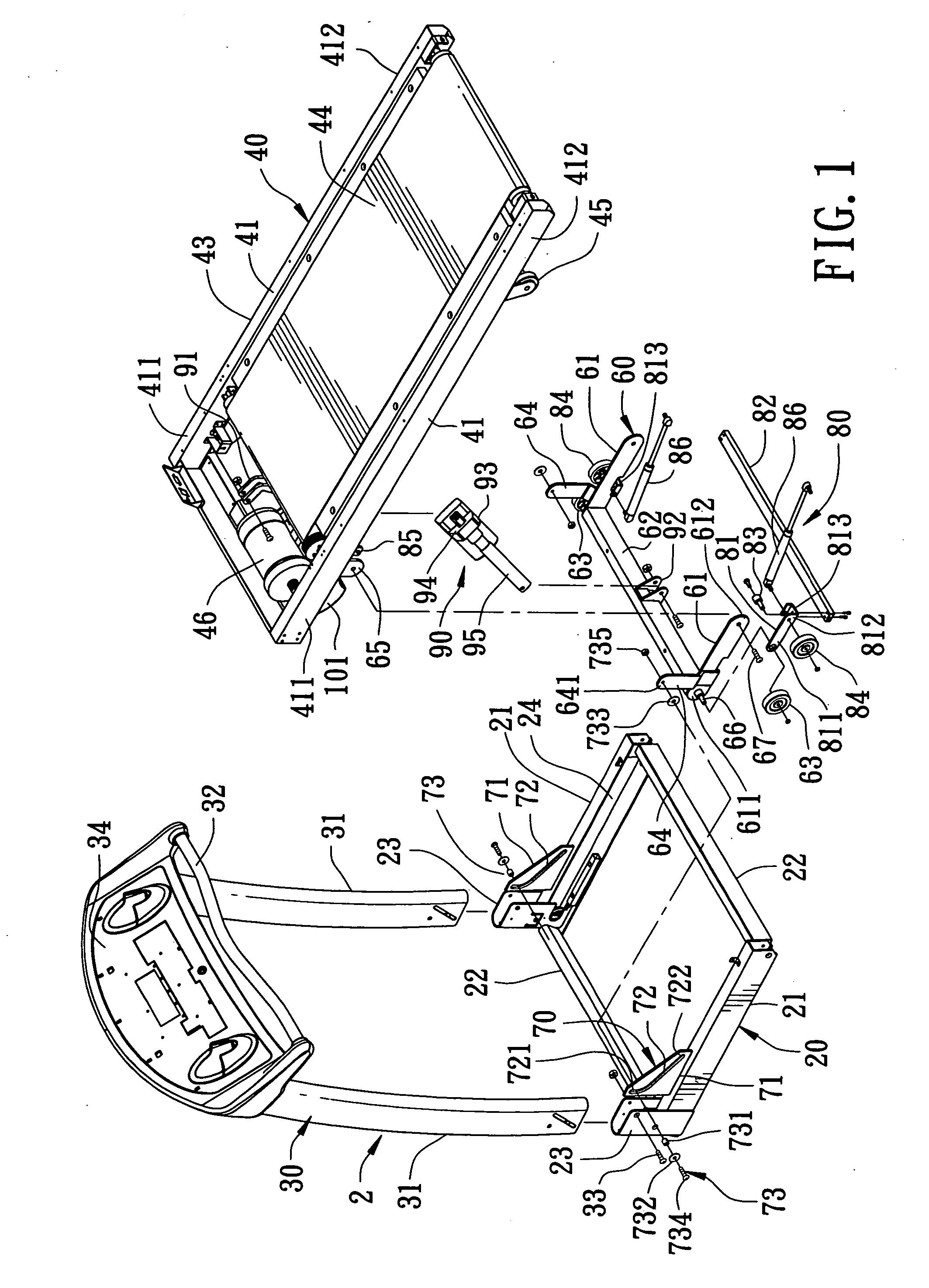 Folding treadmill