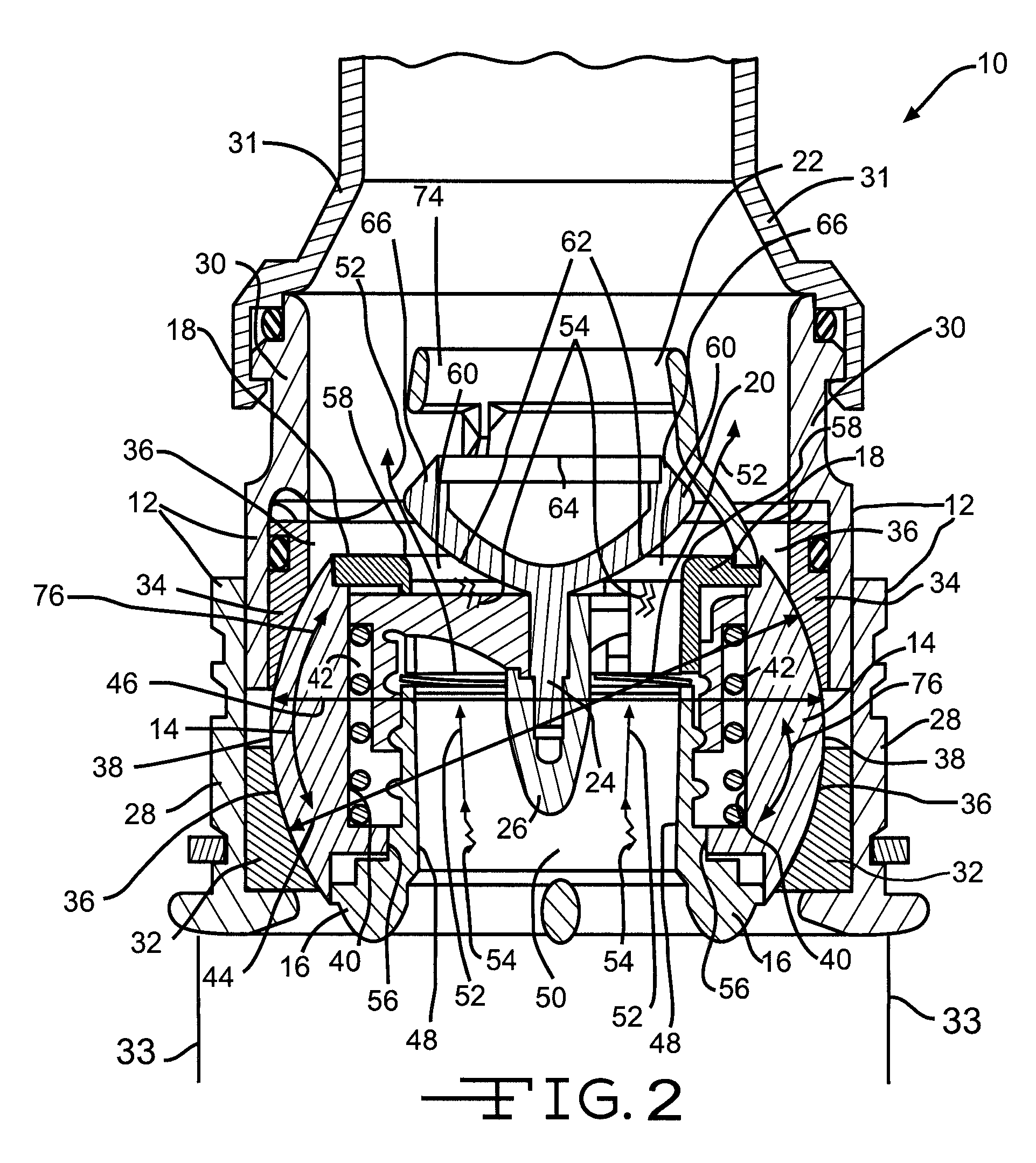 Noise reducing poppet valve