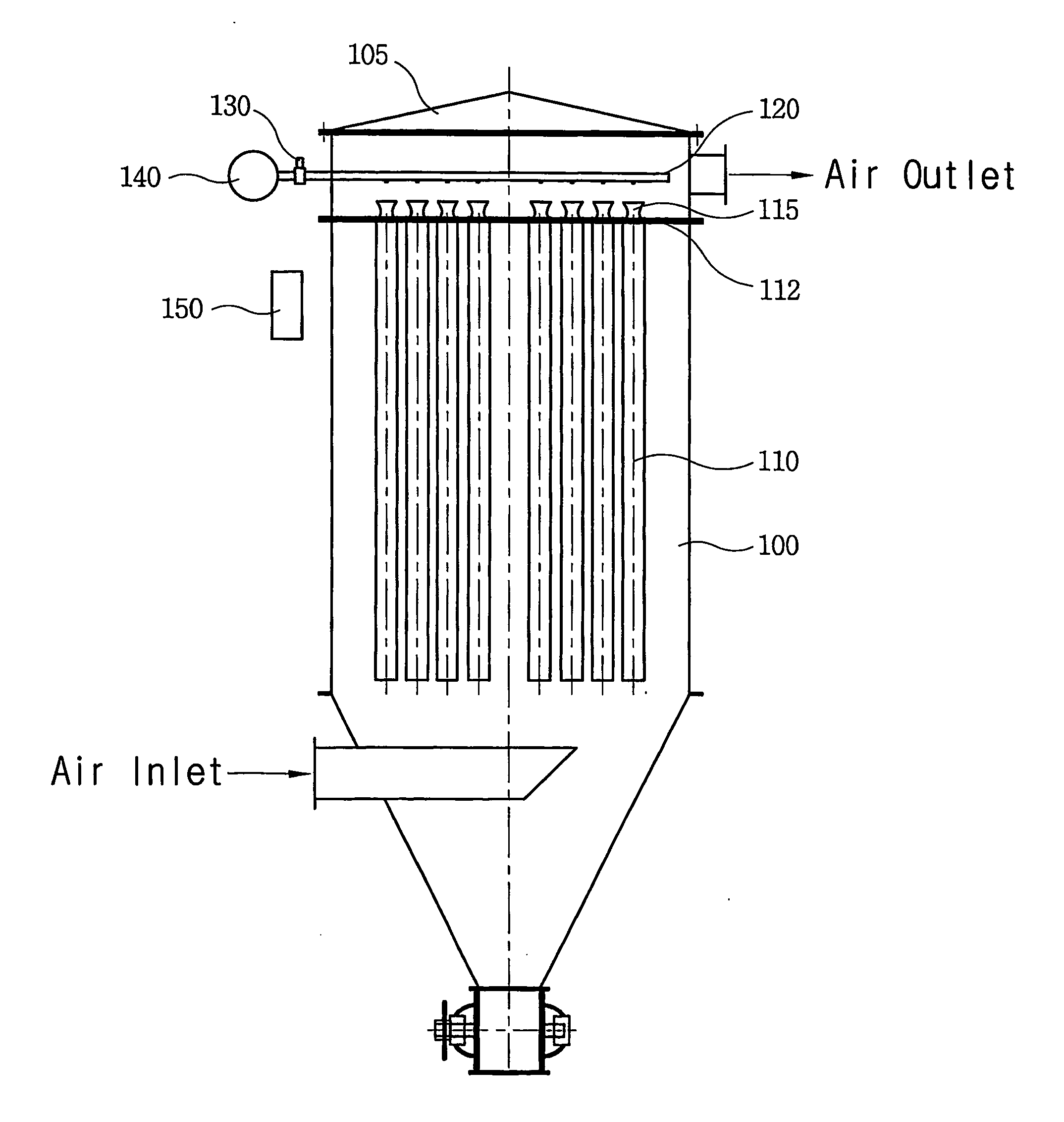 Rotary pulse type filter dust collector