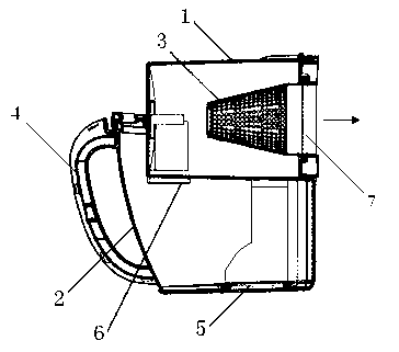 Dust collecting device of dust collector producing no raise dust and being easy to clean