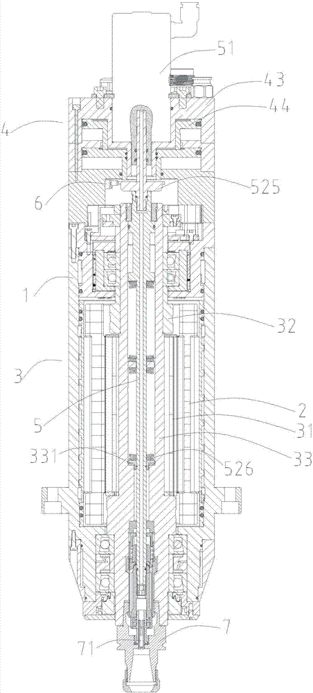 Contact-type central water-discharging permanent magnet synchronous electric spindle