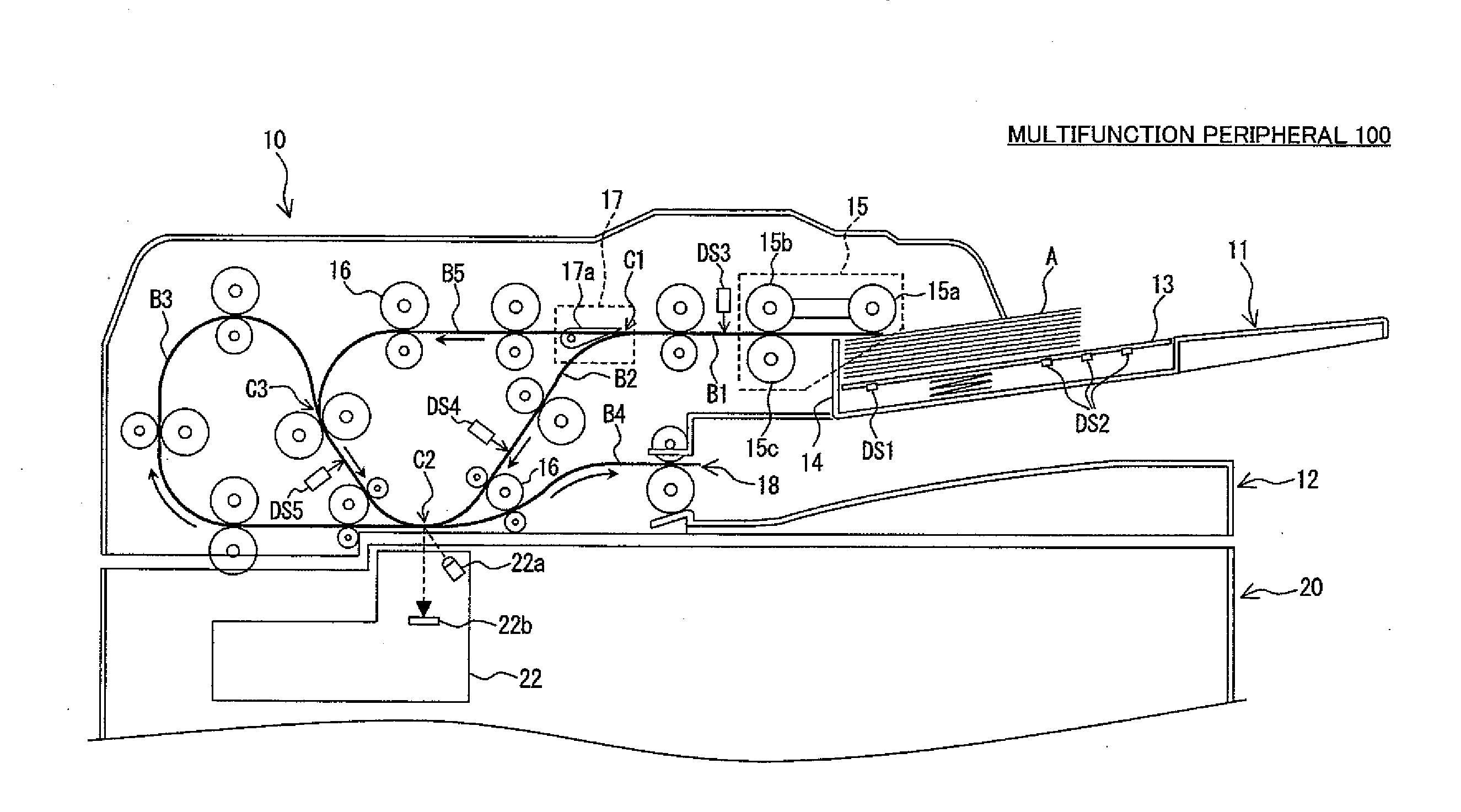 Image scanning device and document transportation method