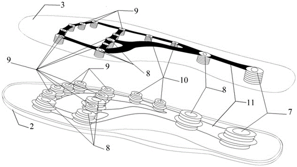 Dispersed step-by-step shock-absorbing sole