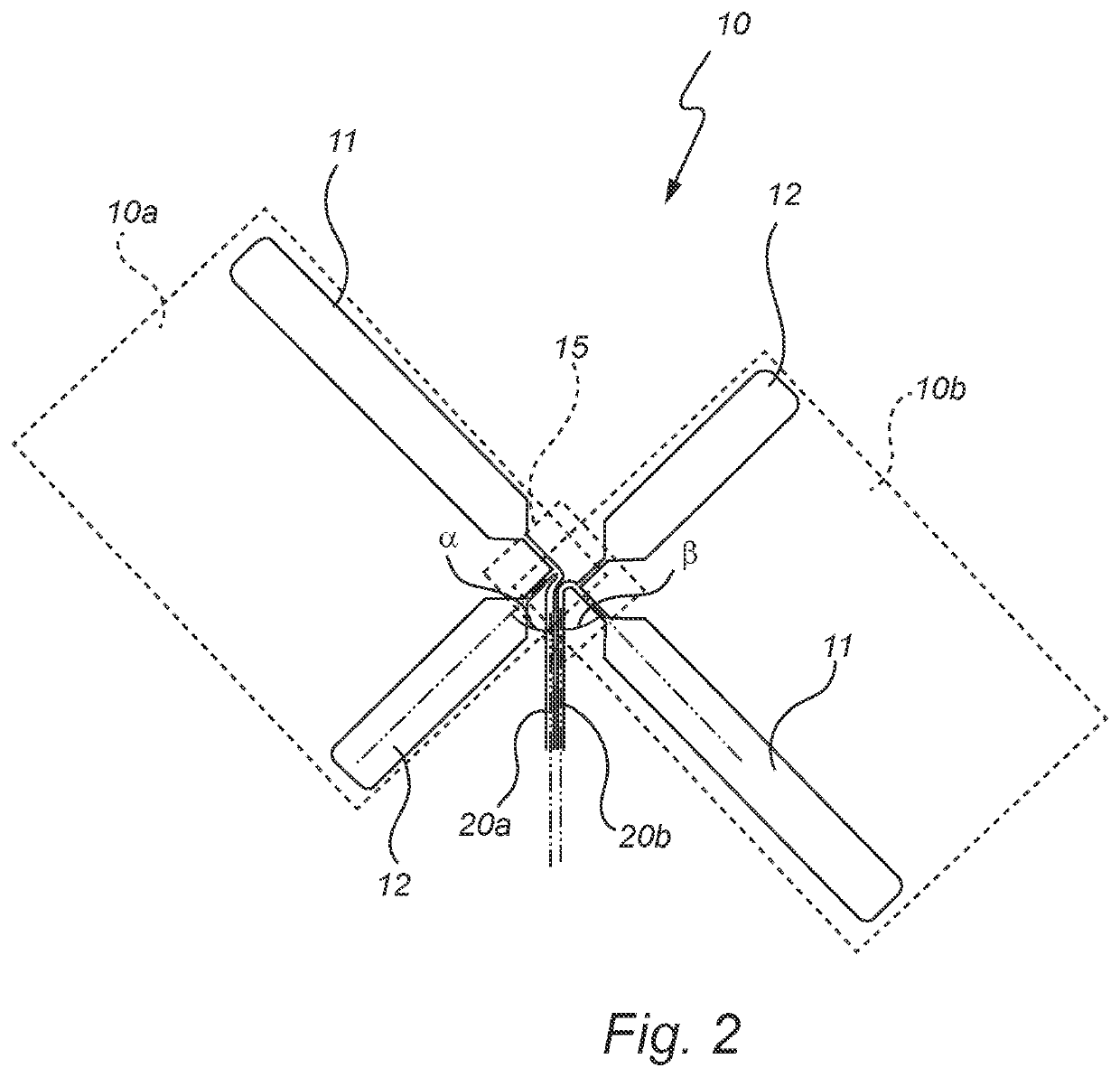 Integrated circuit package comprising a crossed dipole antenna