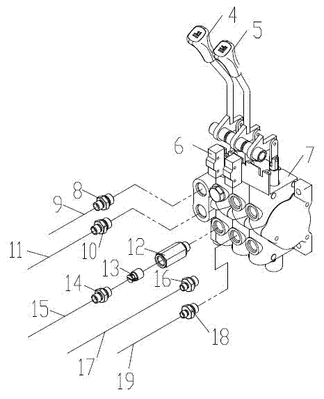 Three-mast oil line without tilting function of forward-moving stacking truck