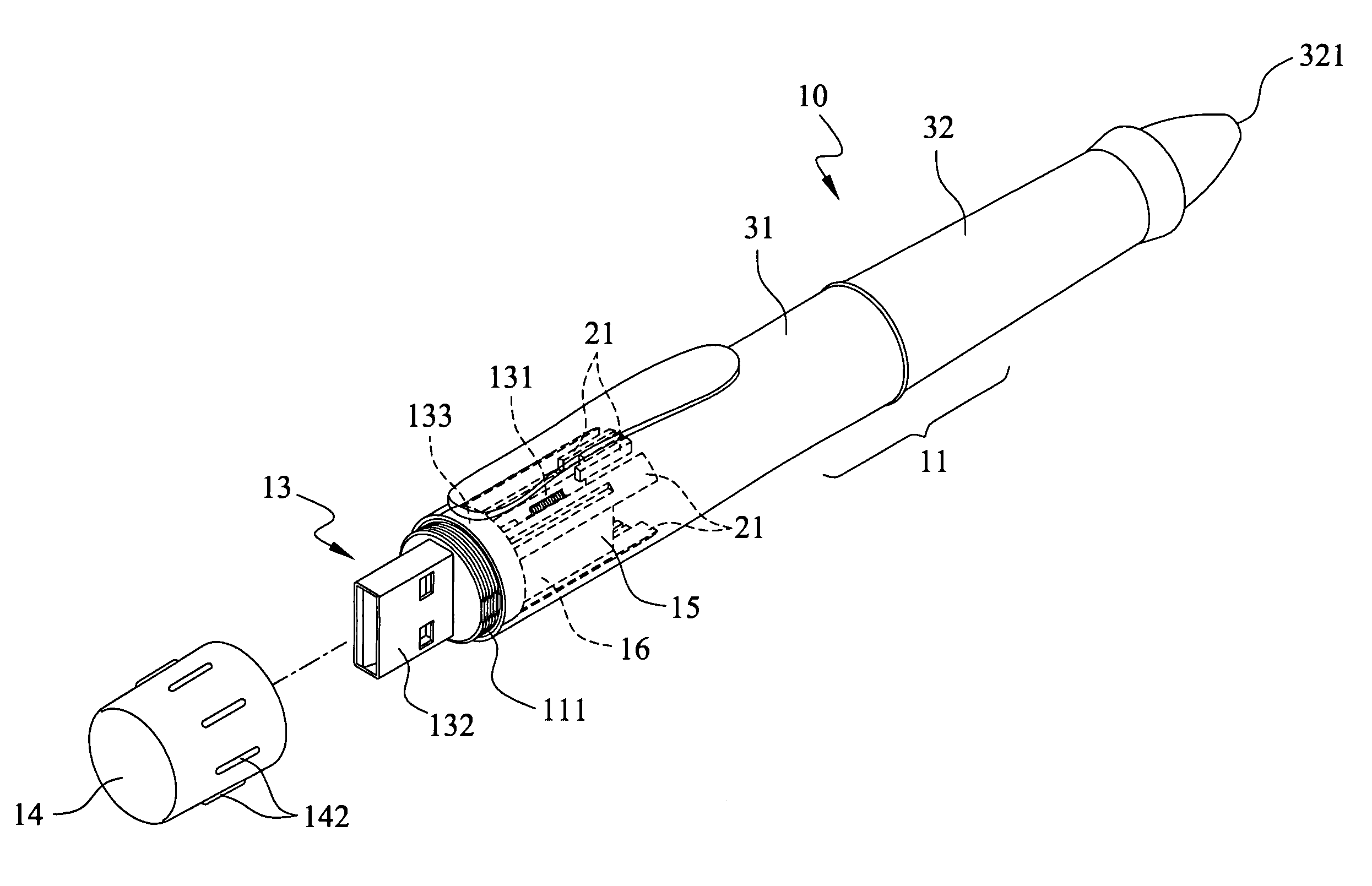 Pen with a storage function