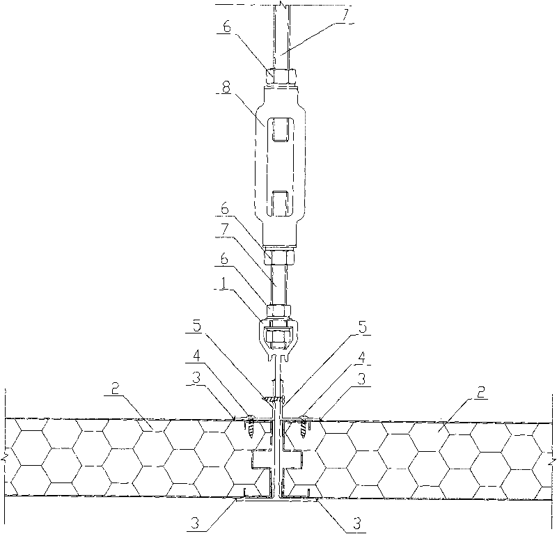 Installation structure of sandwich color steel composite plate drop ceiling