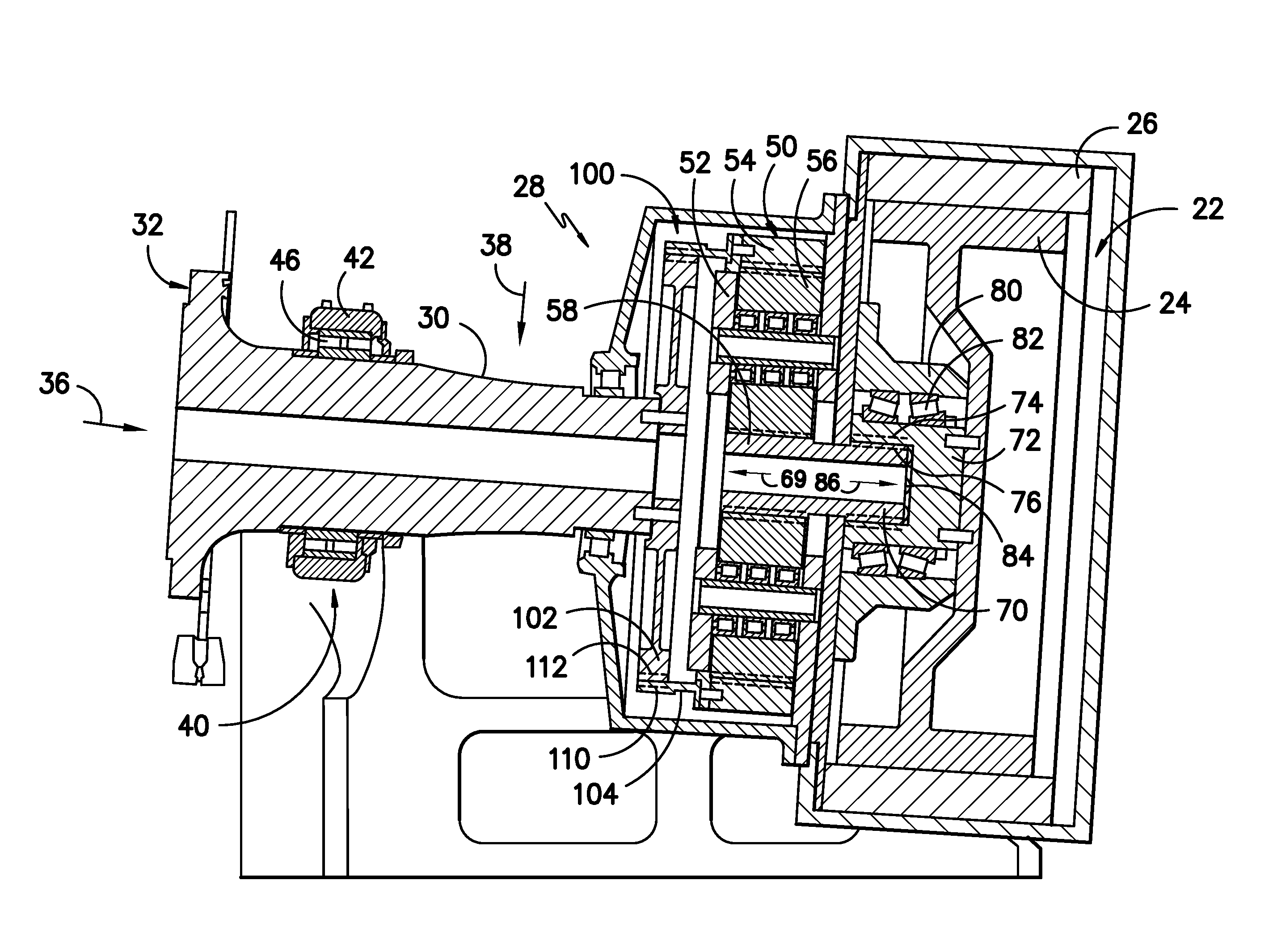 Drivetrain for generator in wind turbine