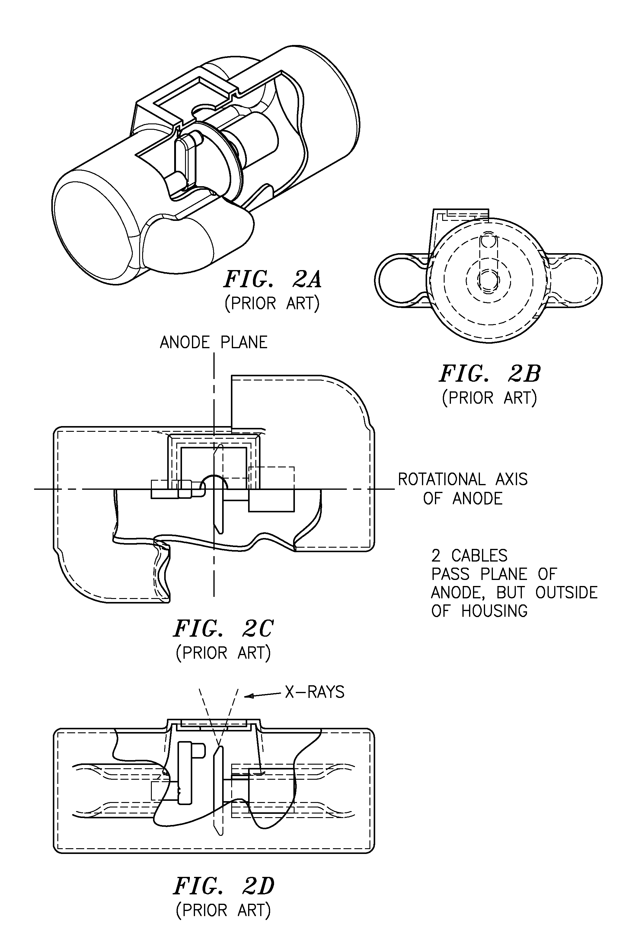 Grounded rotating anode x-ray tube housing