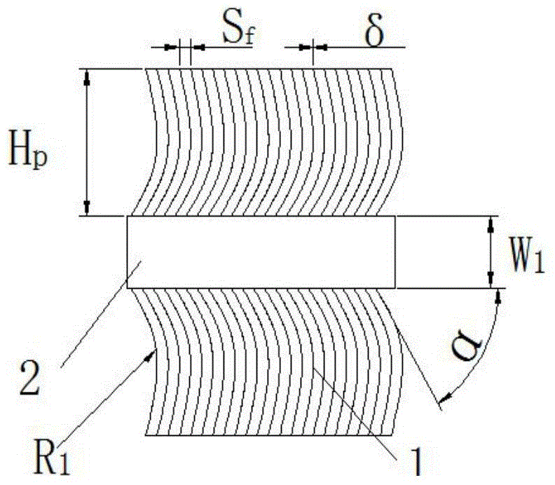 Double-arc slanted-off finned tube non-contact thermal resistance heat transfer element