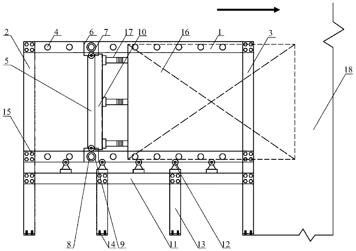 A starting device of a model shield machine with a movable counter force support