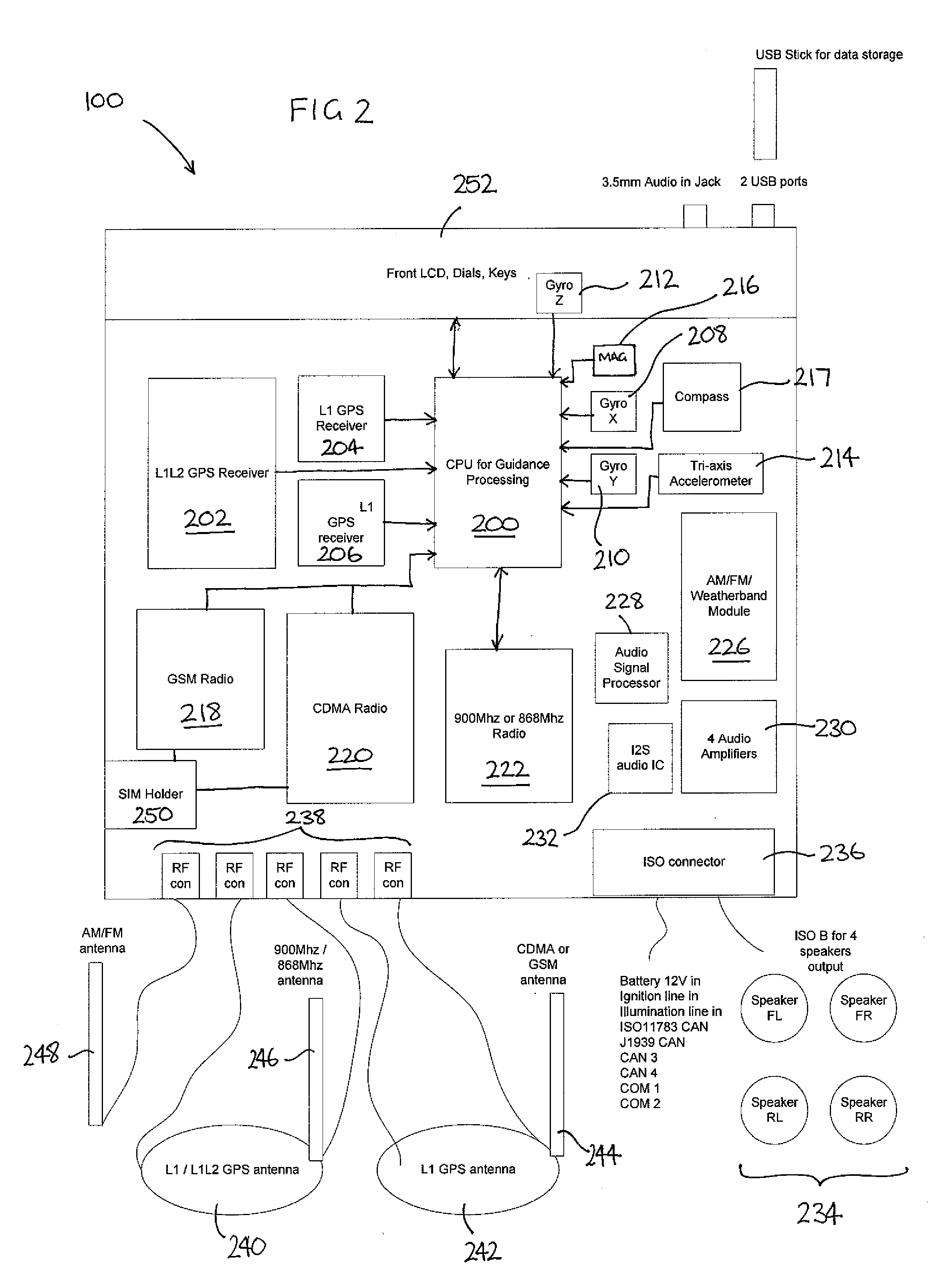 Control unit for off-road vehicles including housing configured to fit within pre-existing cavity of off-road-vehicle cab