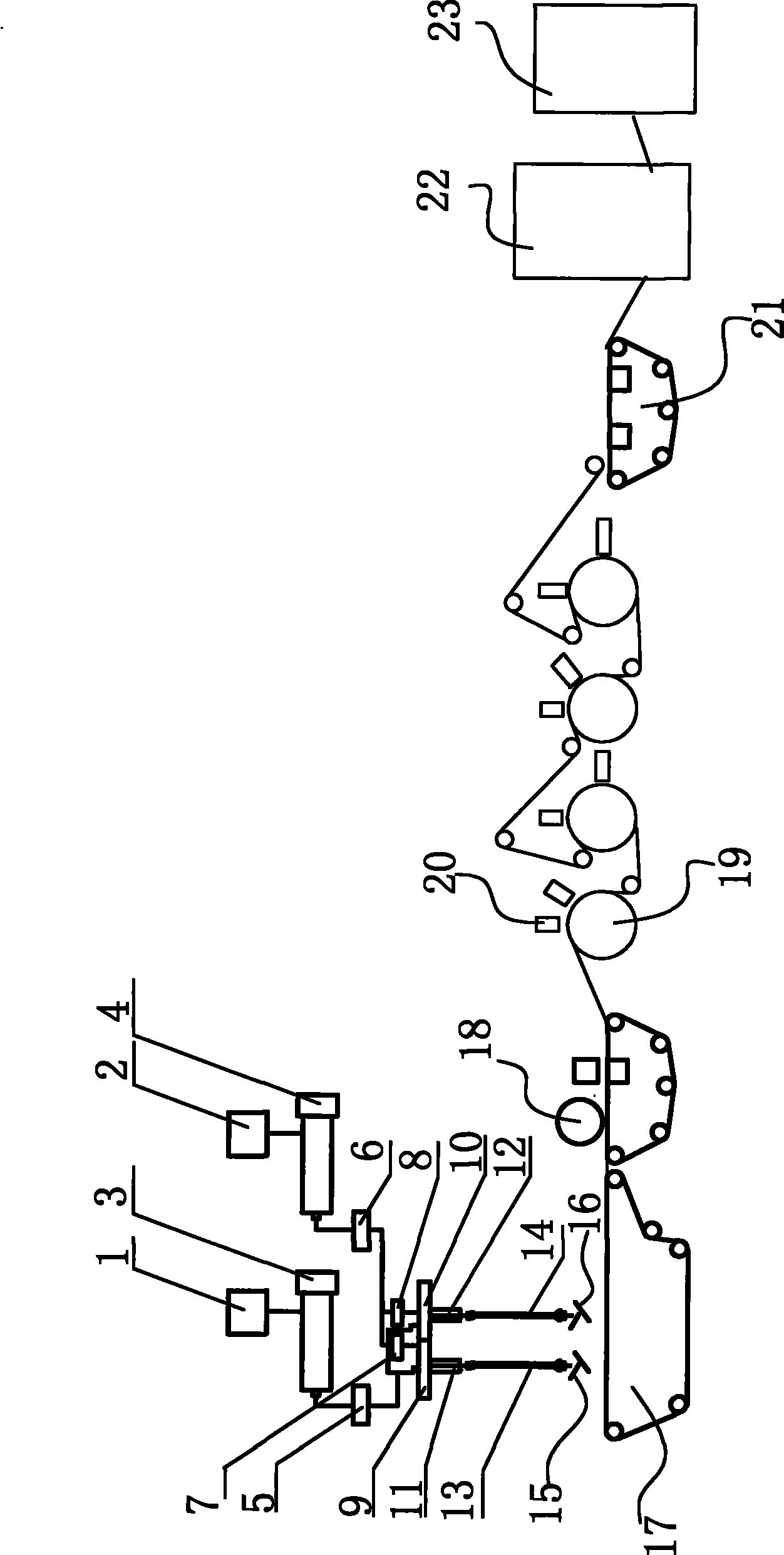 Manufacturing method and device for two-component hollow spun-bonded spunlace non-woven fabrics