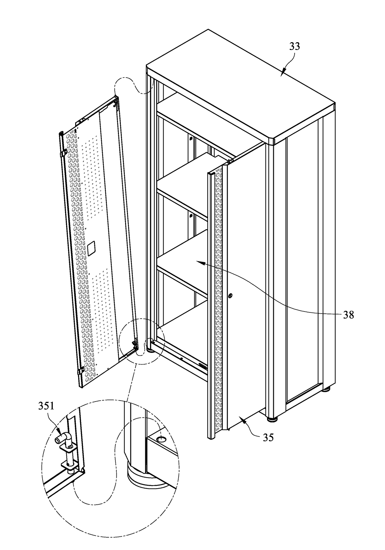 Embedded doorframe structure of toolbox