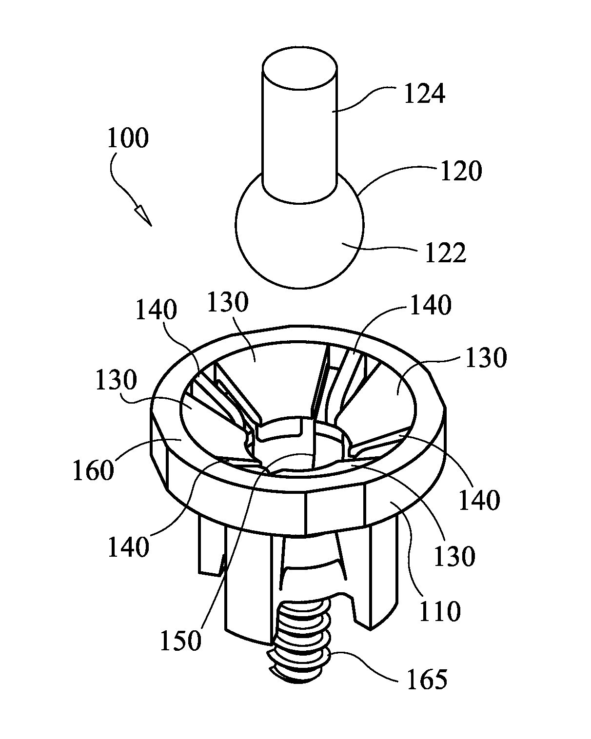 High extraction force ball socket