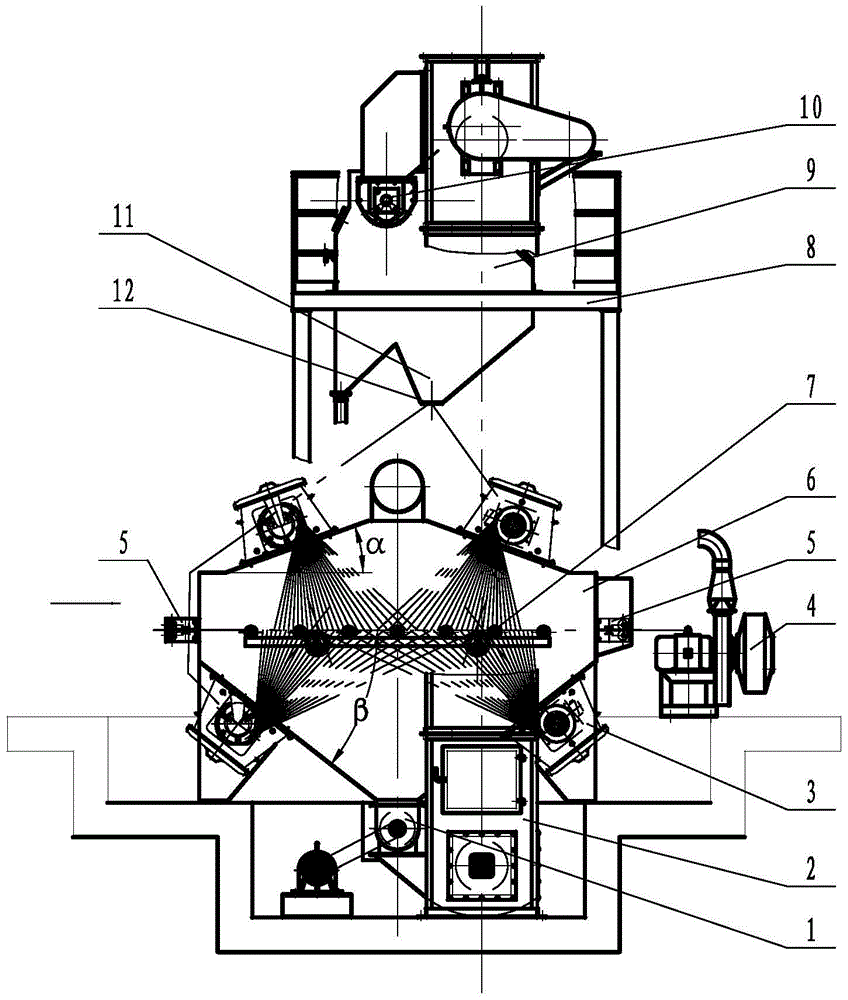 Steel belt pass-through shot blasting machine