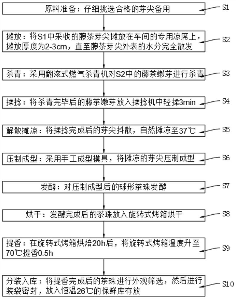 Innovative process for molding tender shoots of vine tea