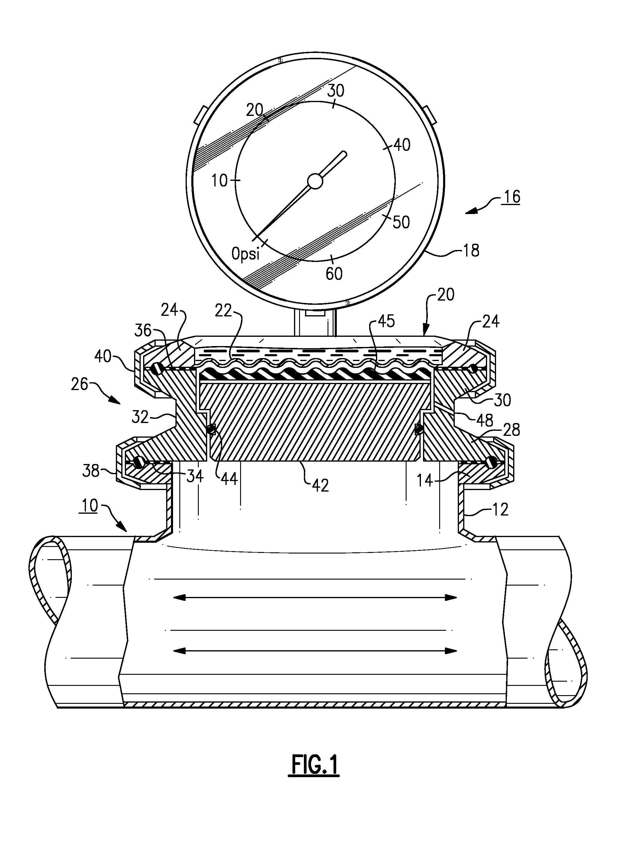 Sanitary diaphragm pressure gauge adapter