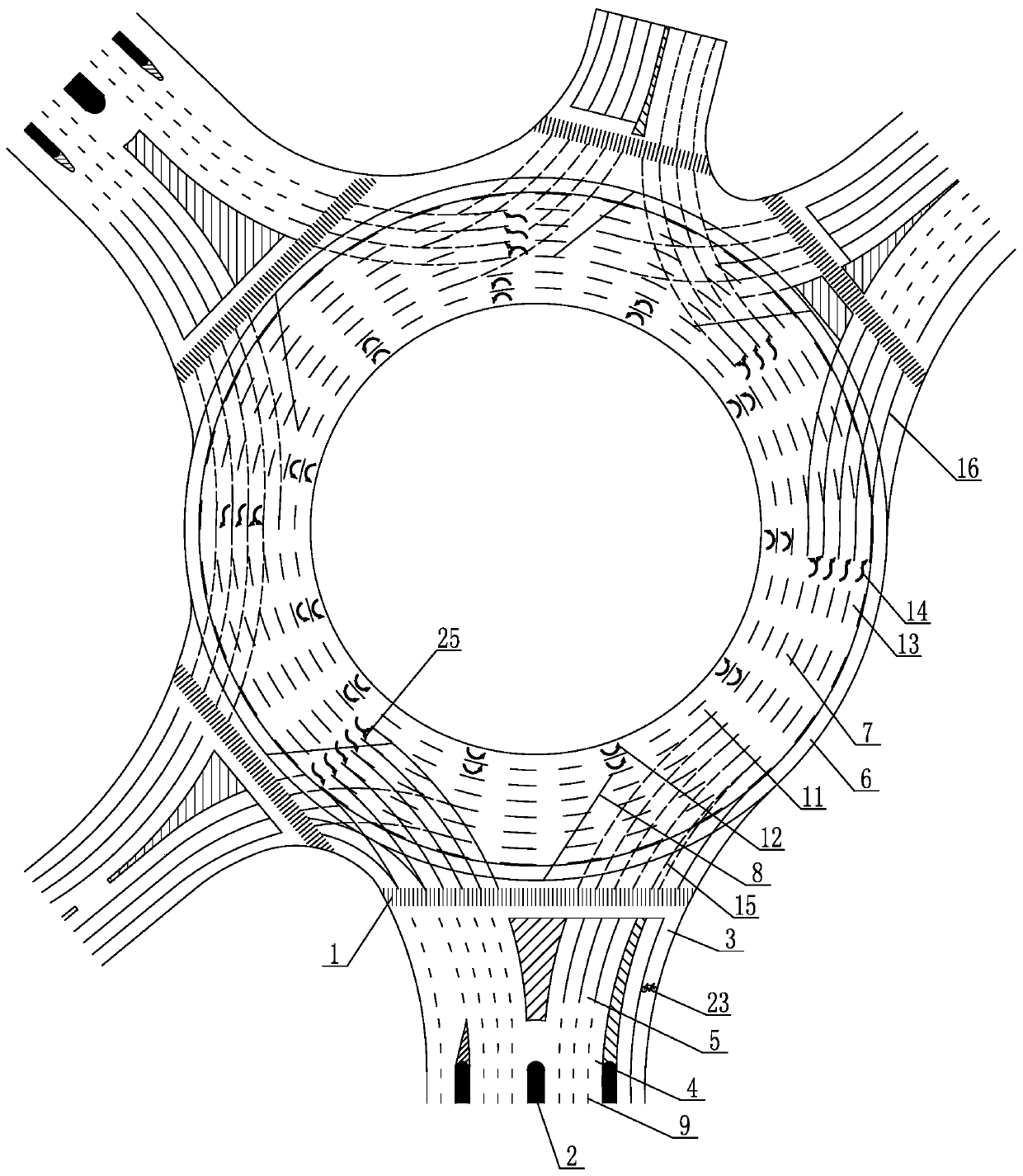 Traffic diversion system for roundabout intersection and expanding application method of system