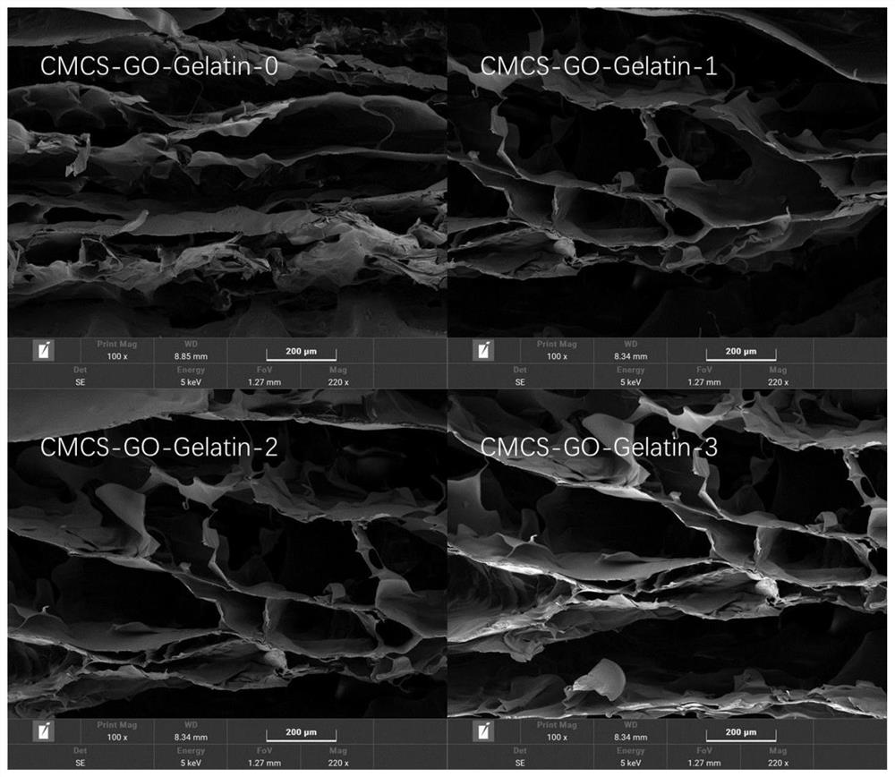 Preparation method and application of graphene oxide modified carboxymethyl chitosan composite hydrogel