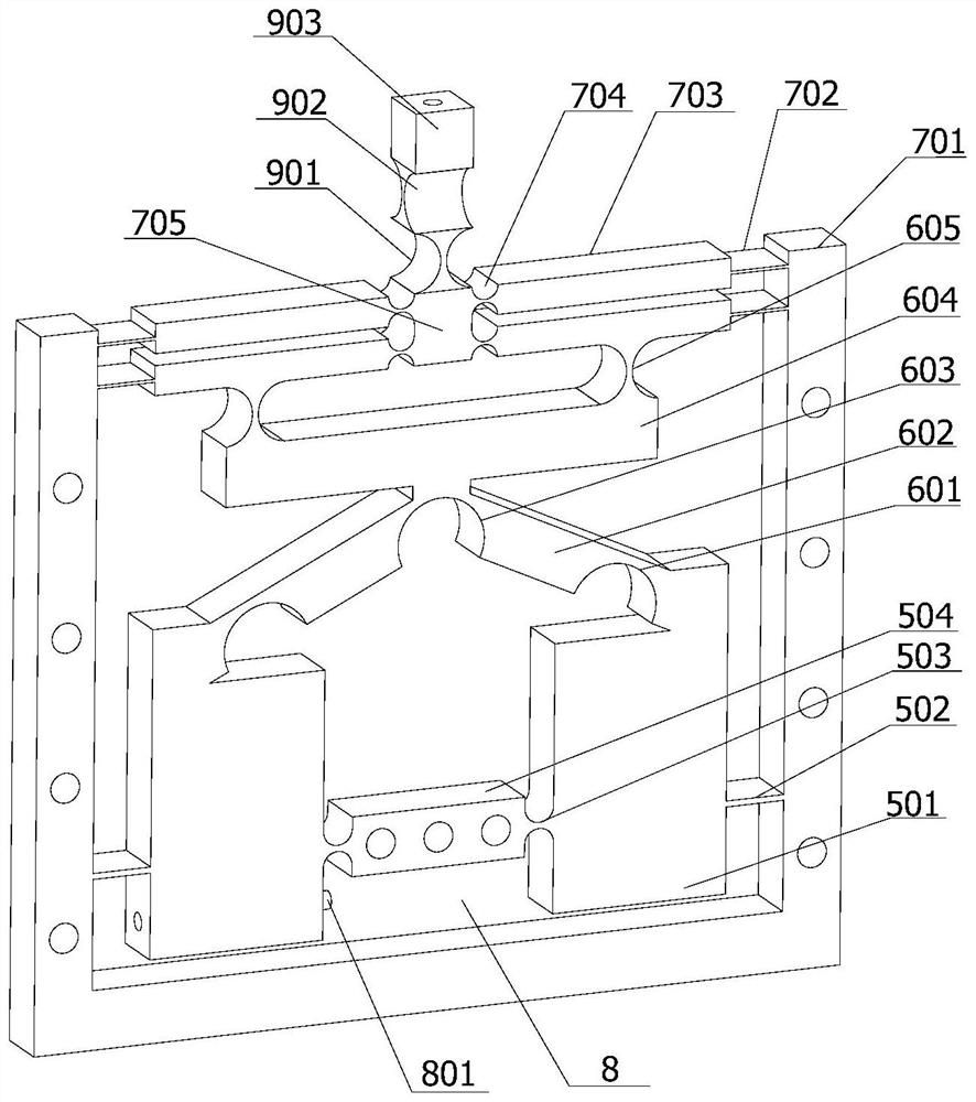 Two-dimensional large-stroke high-load decoupling deflection device