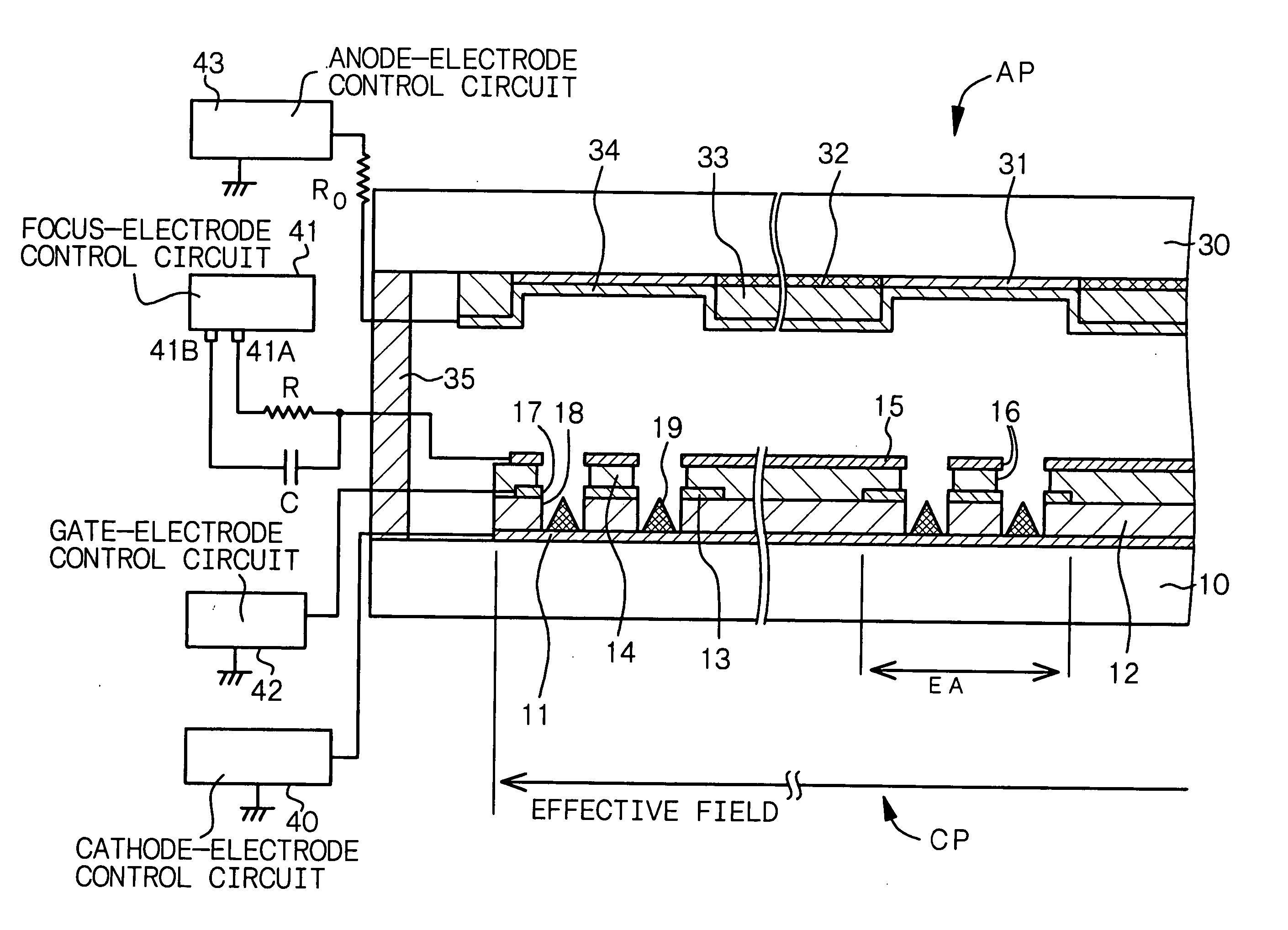 Cold cathode electric field electron emission display device