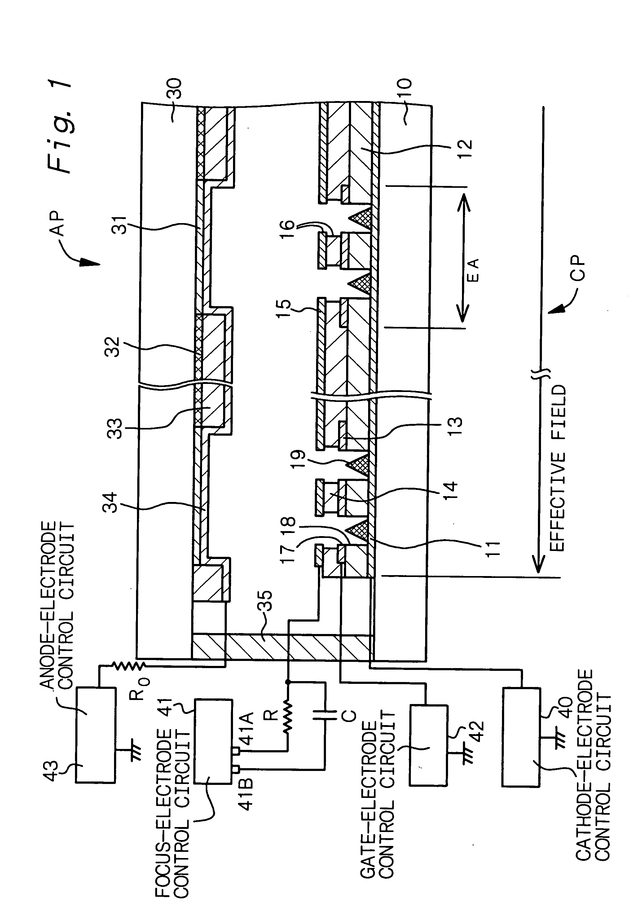 Cold cathode electric field electron emission display device