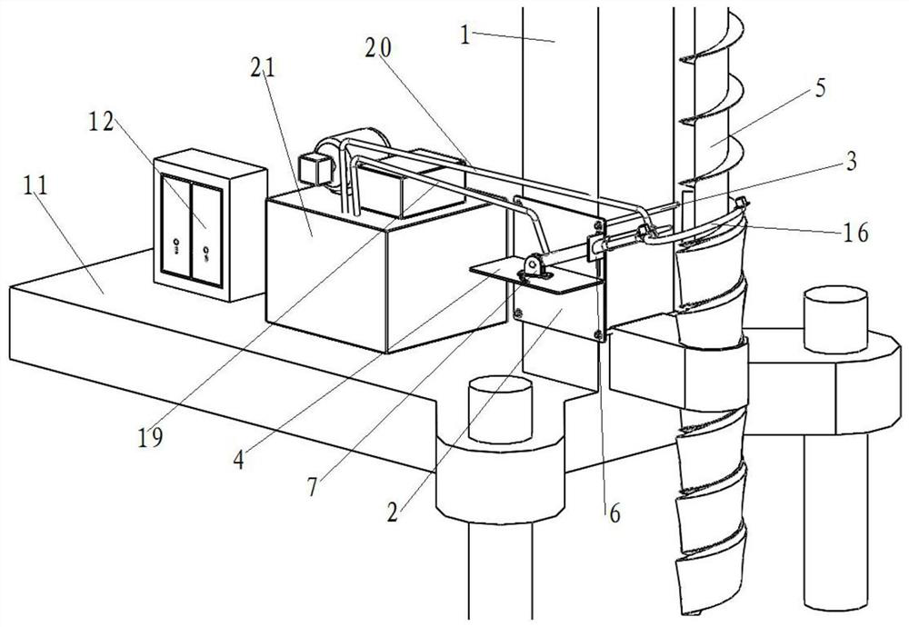 Construction method for cleaning mud blocks on blades of spiral drilling machine