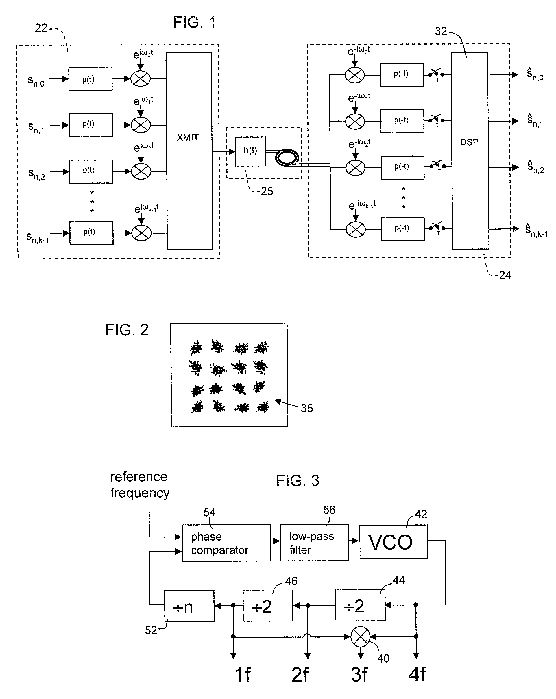 Multiple frequency generator for quadrature amplitude modulated communications