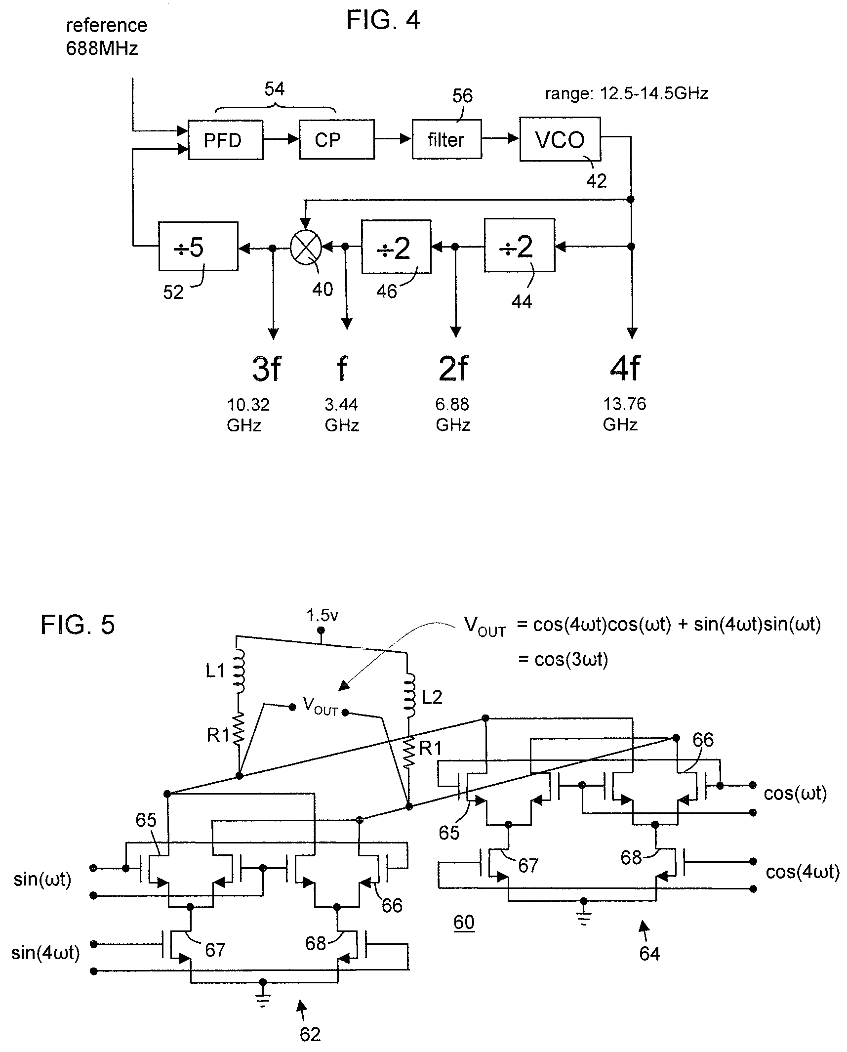 Multiple frequency generator for quadrature amplitude modulated communications