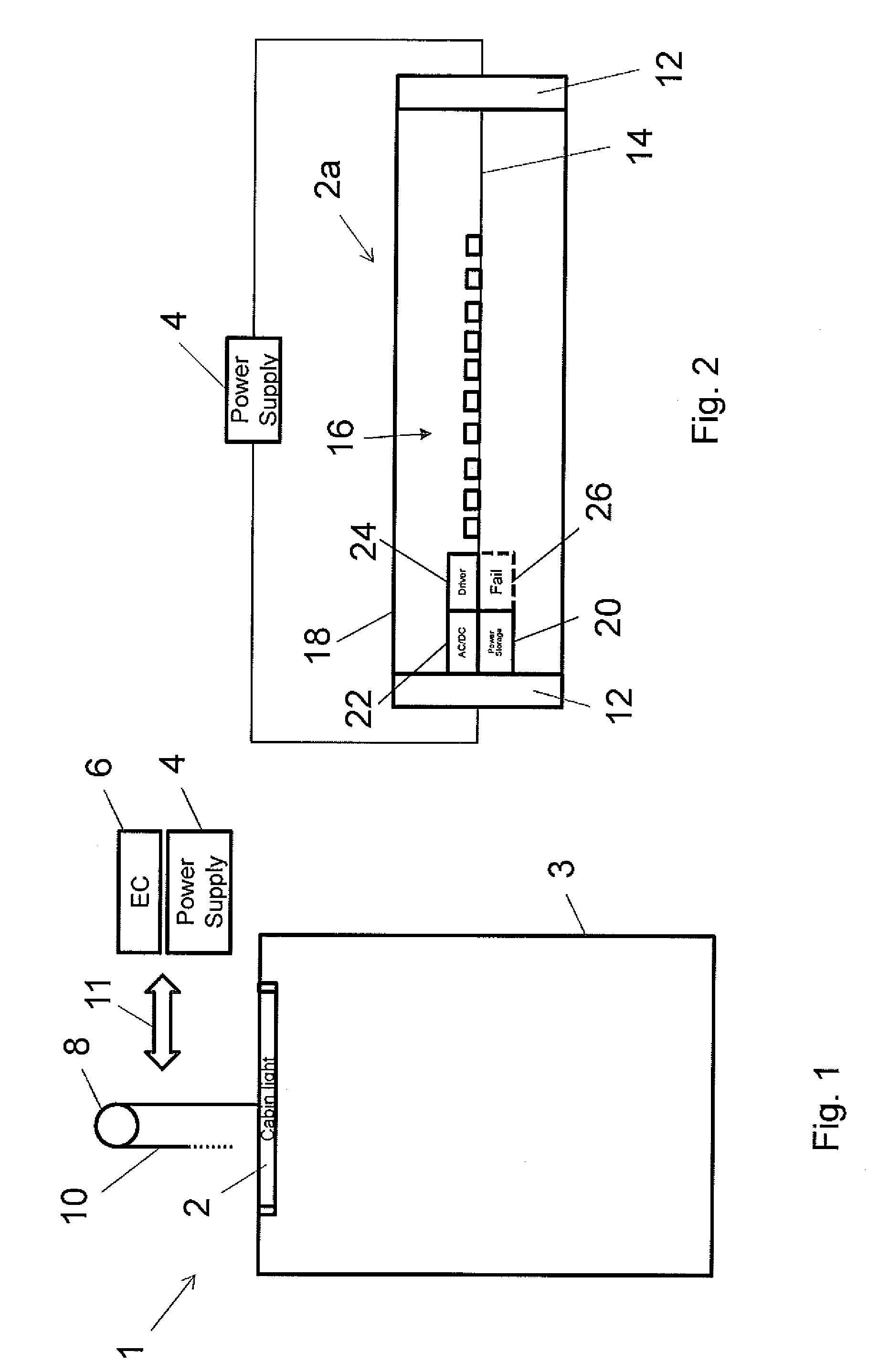 Elevator cabin lighting with integrated emergency lighting