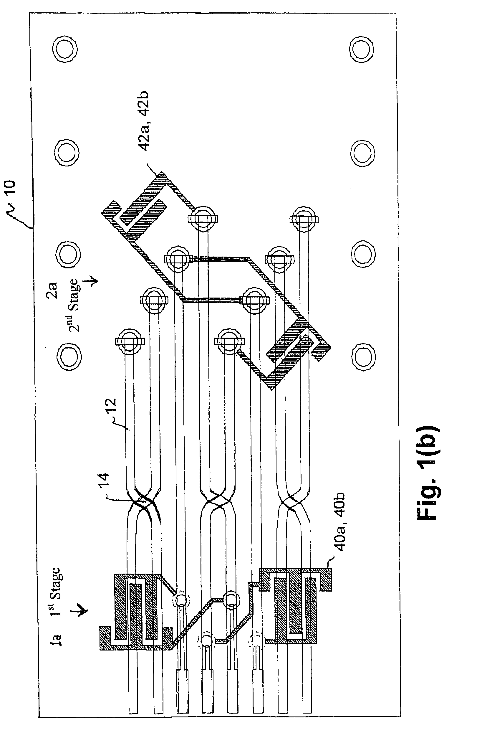 Next high frequency improvement using hybrid substrates of two materials with different dielectric constant frequency slopes