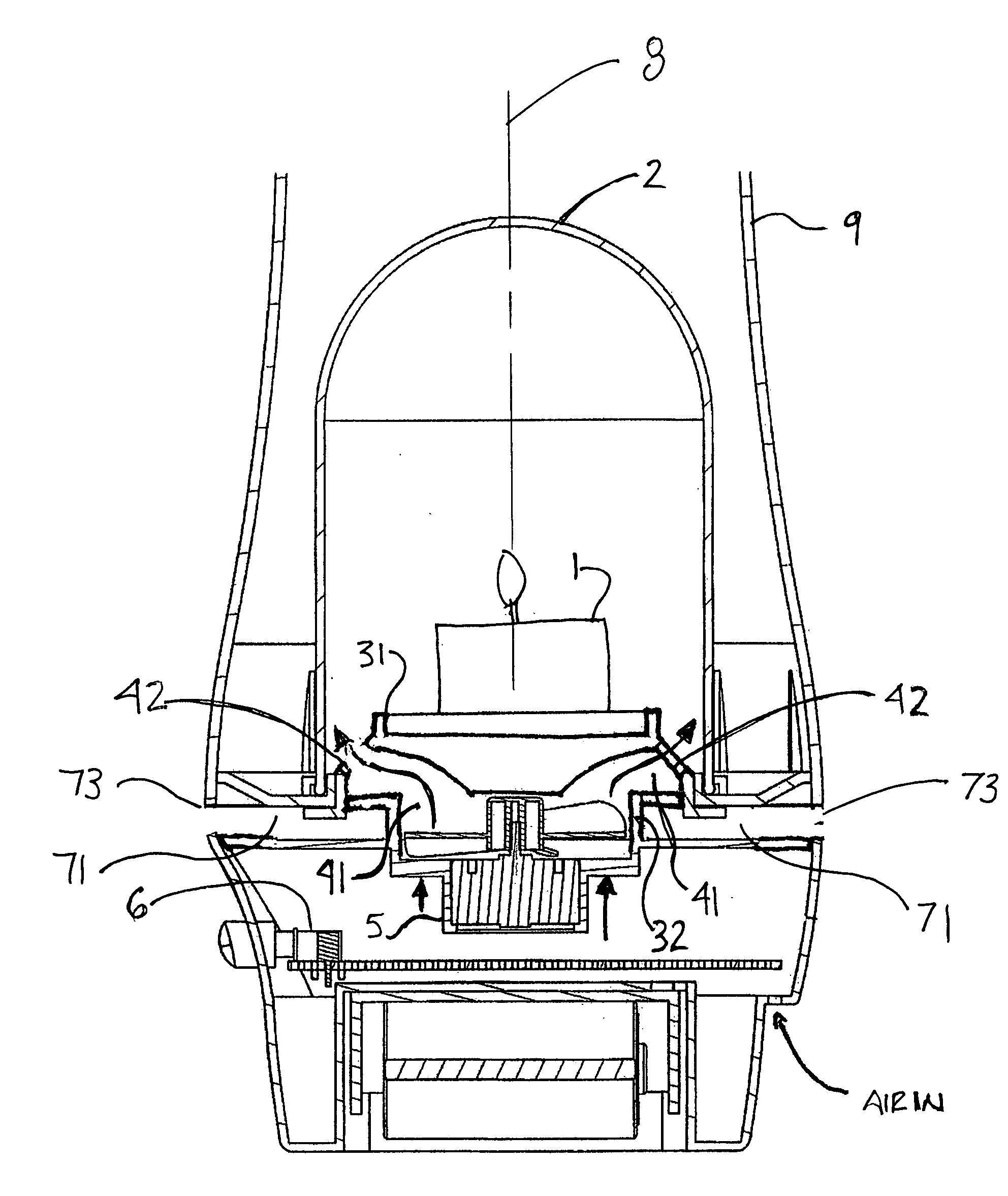 Method and apparatus for controlling a burning candle flame