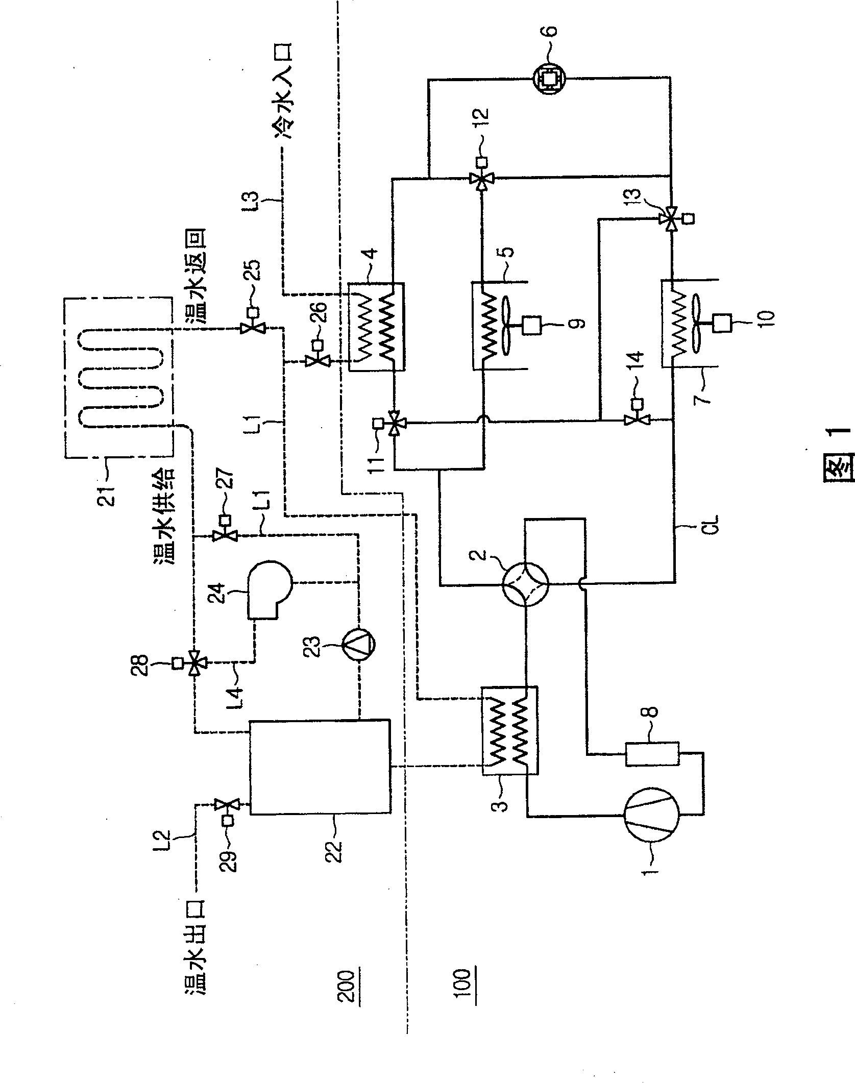 Complex refrigerating and heating system