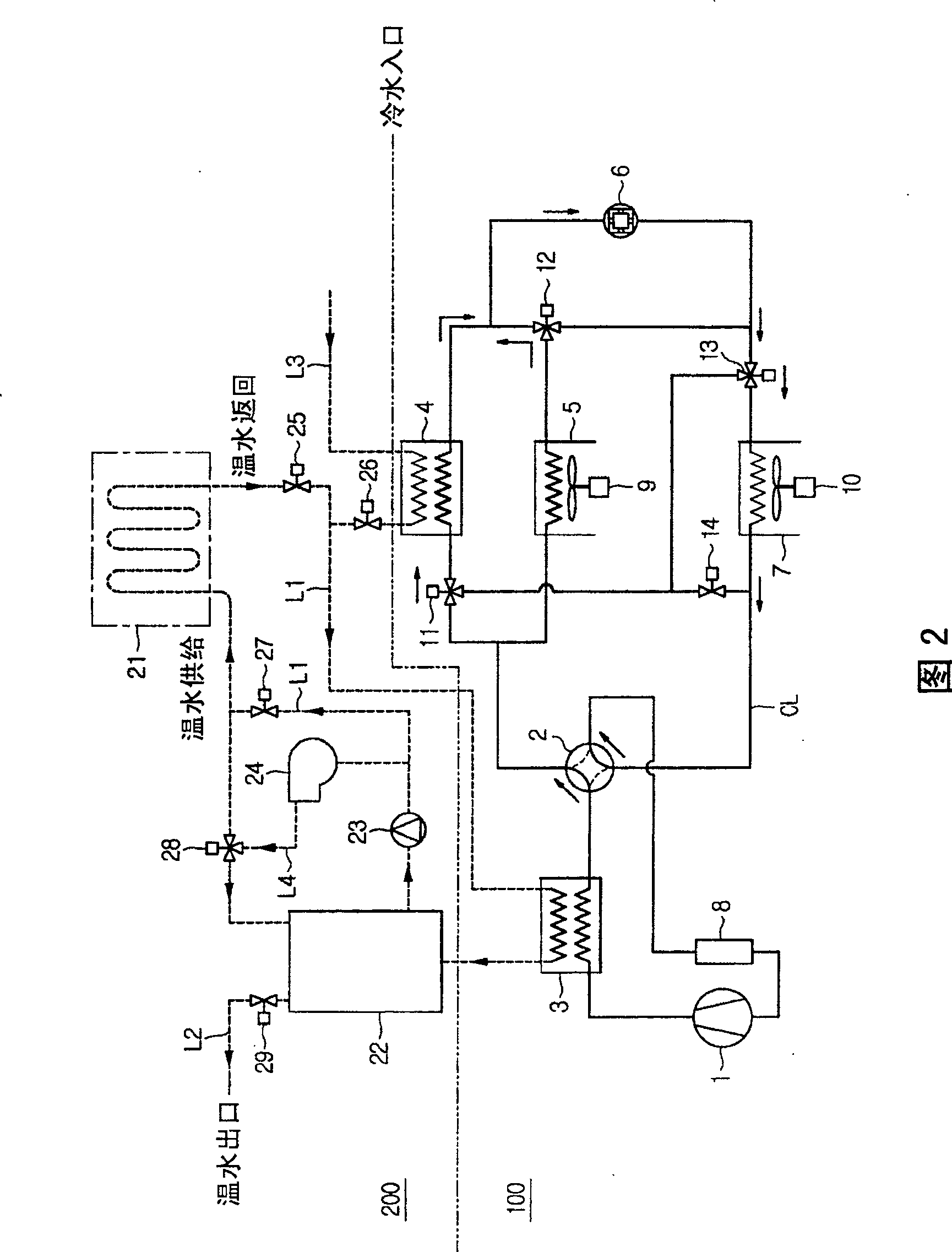 Complex refrigerating and heating system