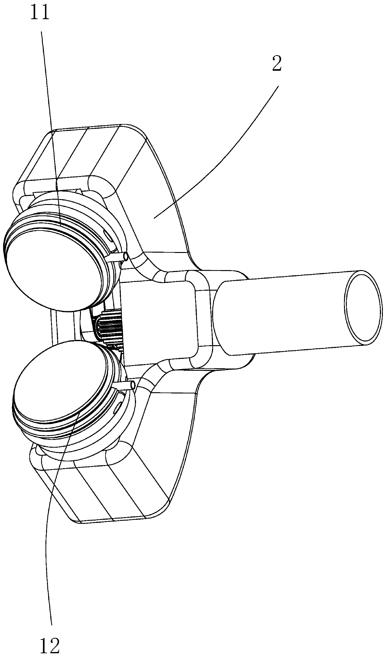 Extracorporeal lithotripter and double-head shock wave source thereof