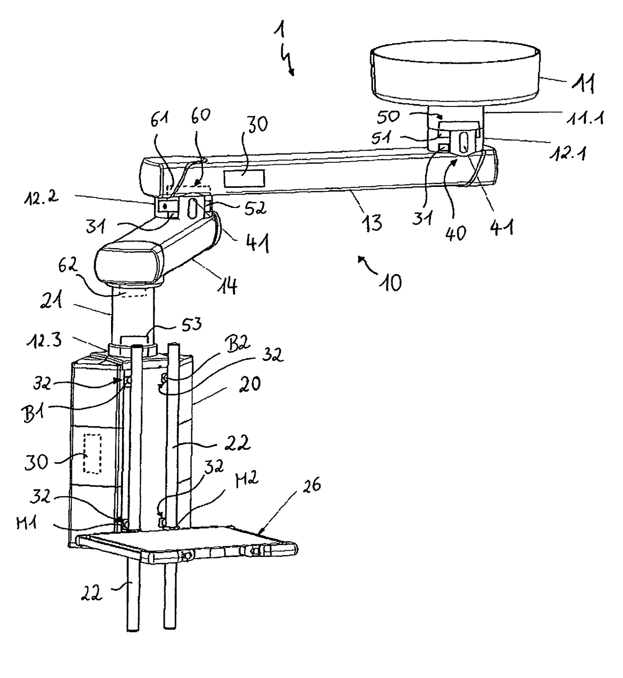 Stand device responsive to force or movement, control device, and method for positioning the stand device