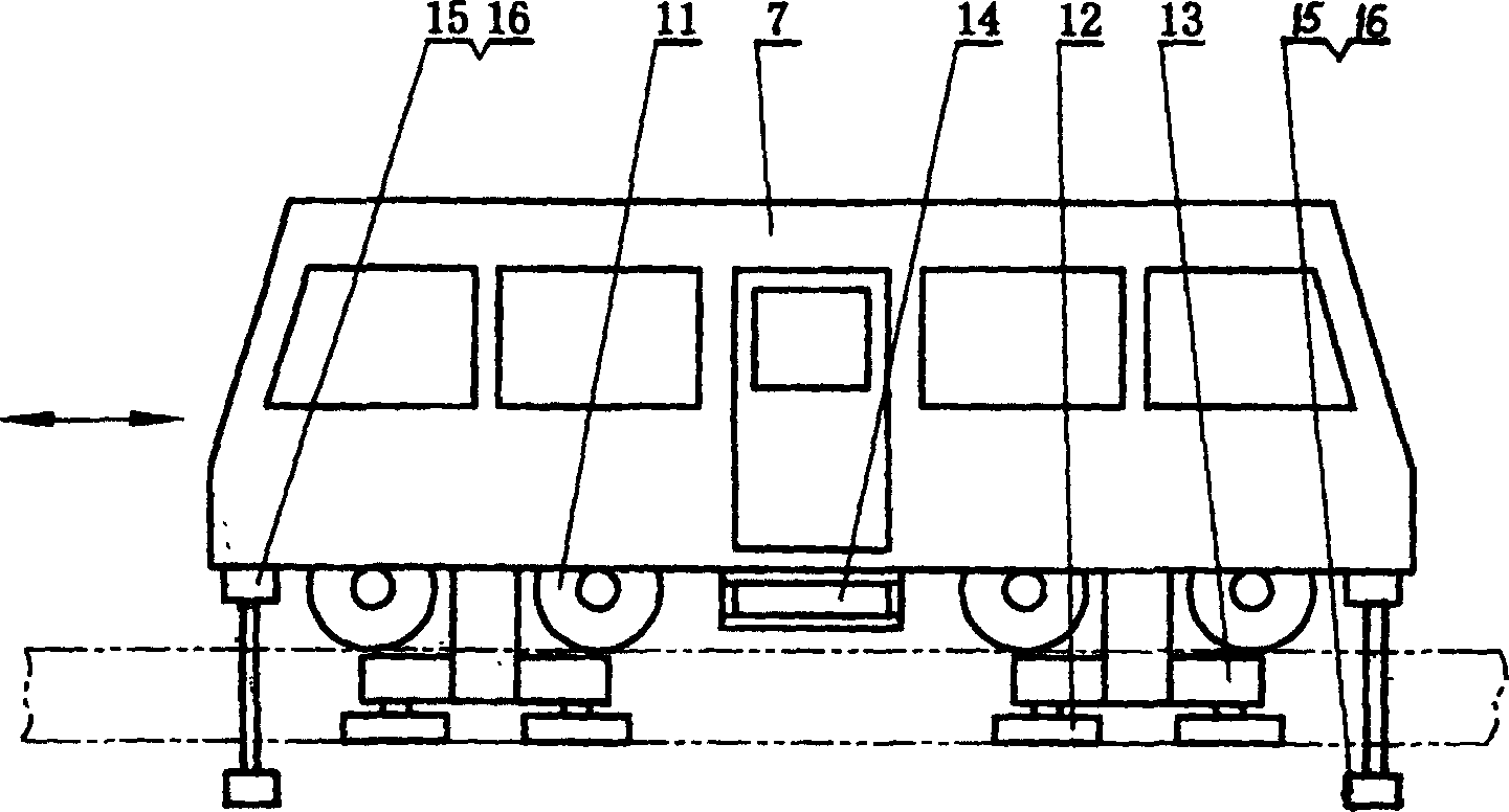 Mixed power electric driving magnetic suspension rail polling vehicle with rail detection system