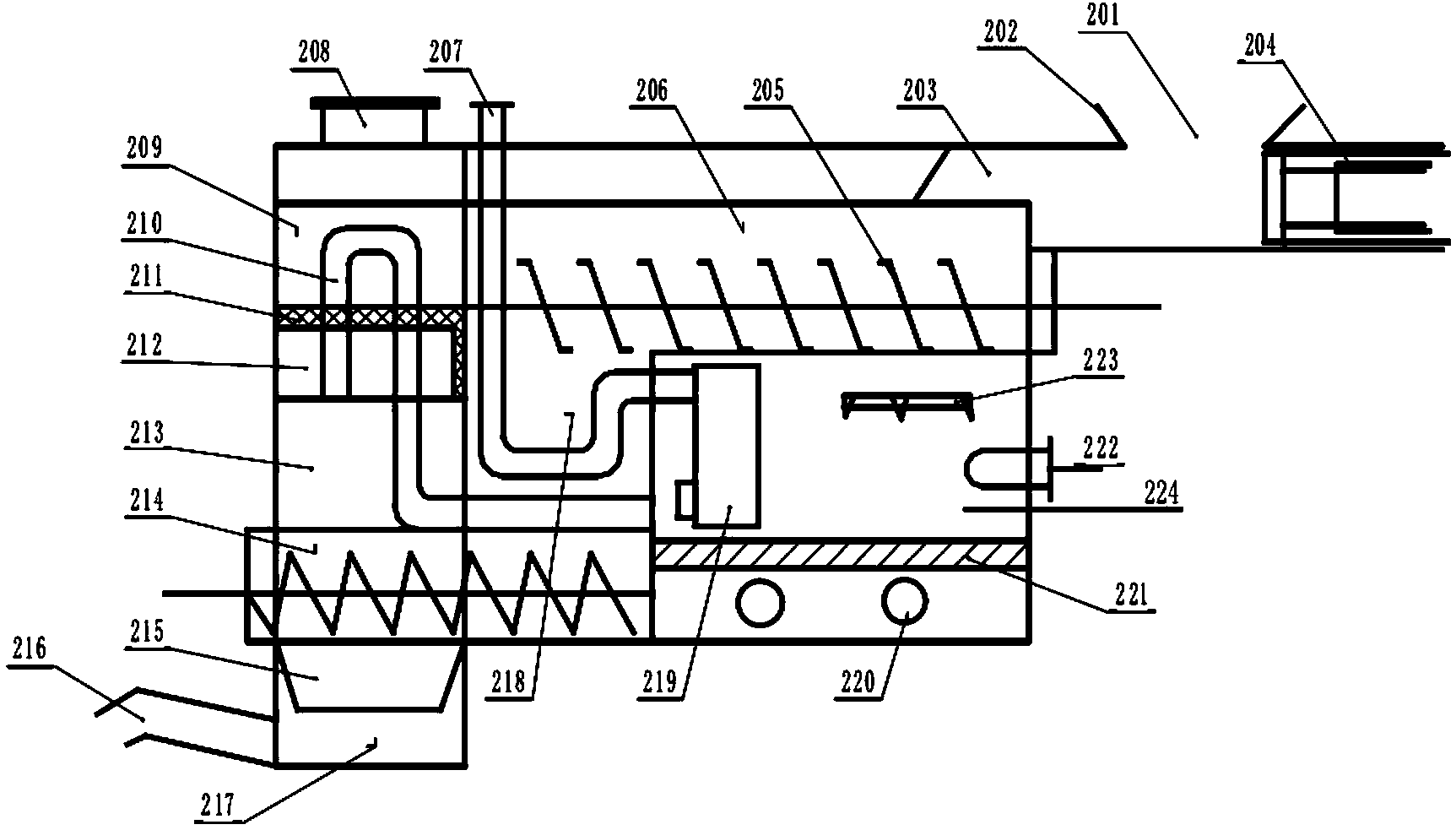 Container type garbage pyrolysis treatment device and method